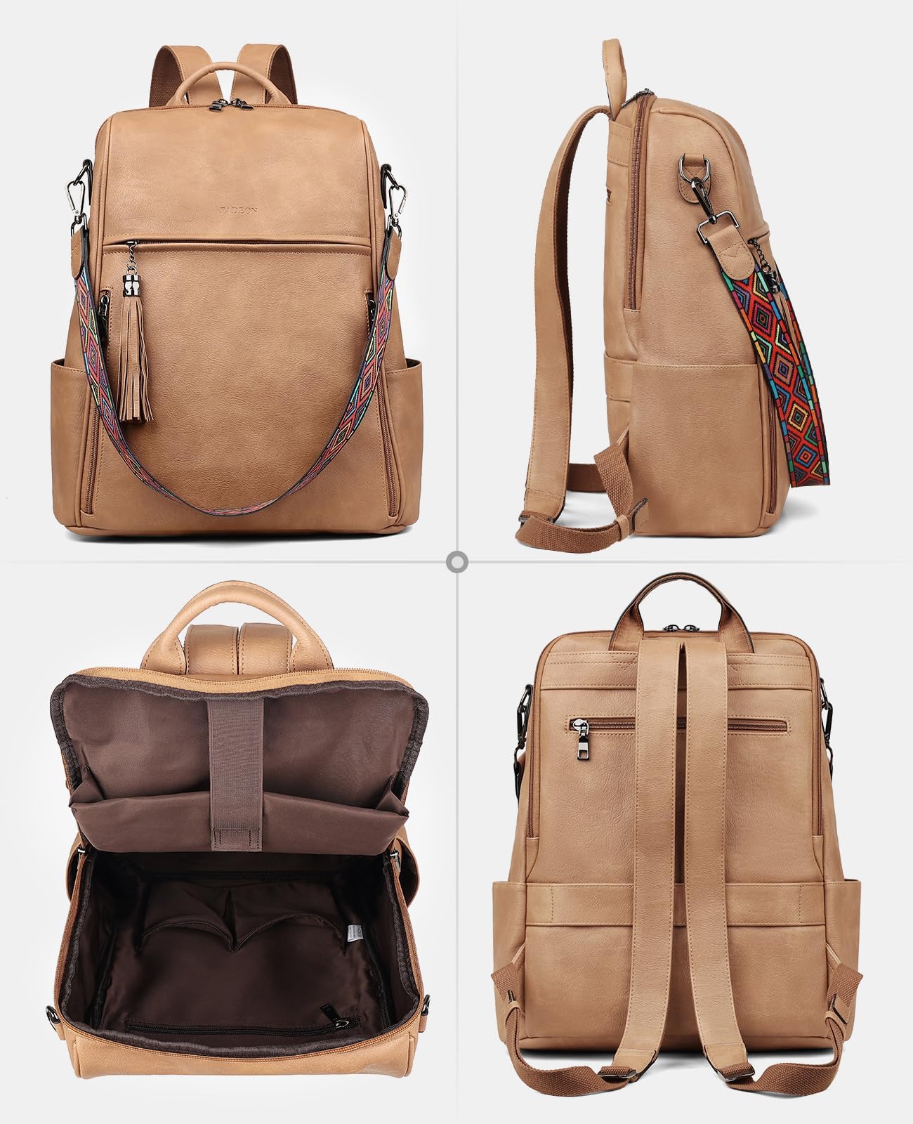 FADEON Women's Leather Laptop Backpack 15.6