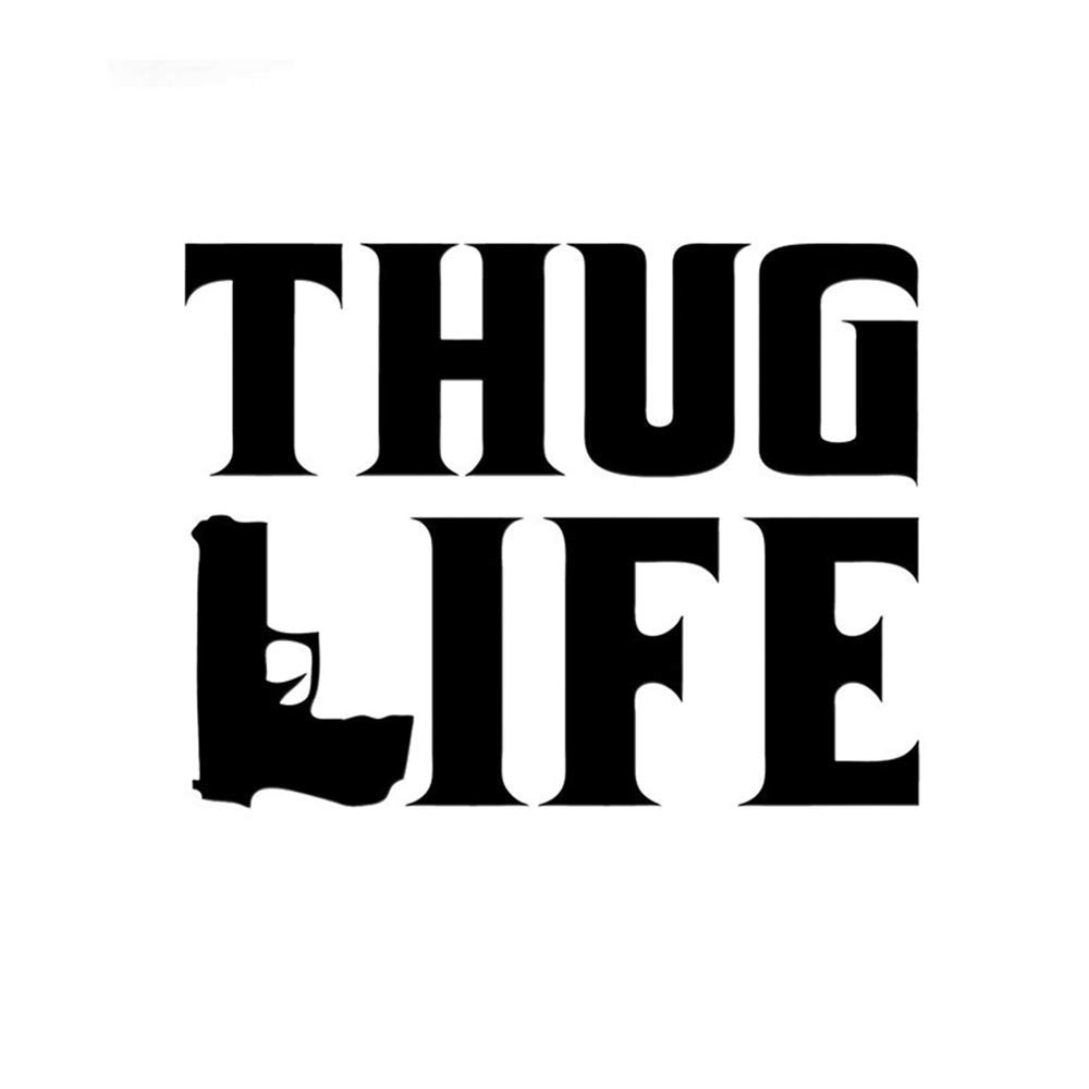 Thug Life Car Stickers - Funny Tupac Shakur Gangster Vinyl Decals for Cars, Trucks & Laptops - Hater Proof & Gun Design - Perfect for Car Enthusiasts & Hip-Hop Fans