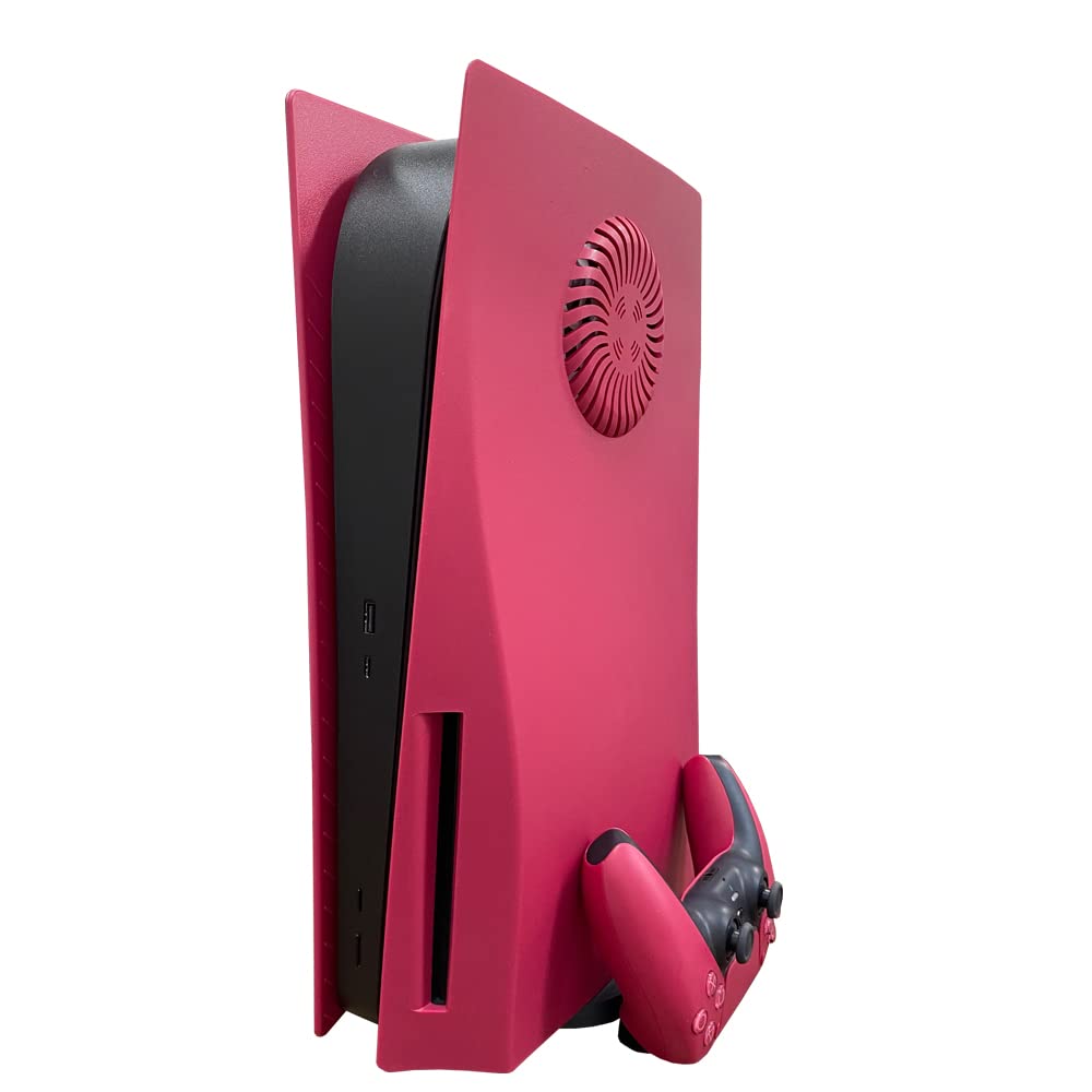 PS5 Faceplate Cover - Cosmic Red Replacement Shell for PlayStation 5 Disc Version | Shockproof Hard Case & Side Plates | Perfect for Gaming Setups & Console Protection (Red)