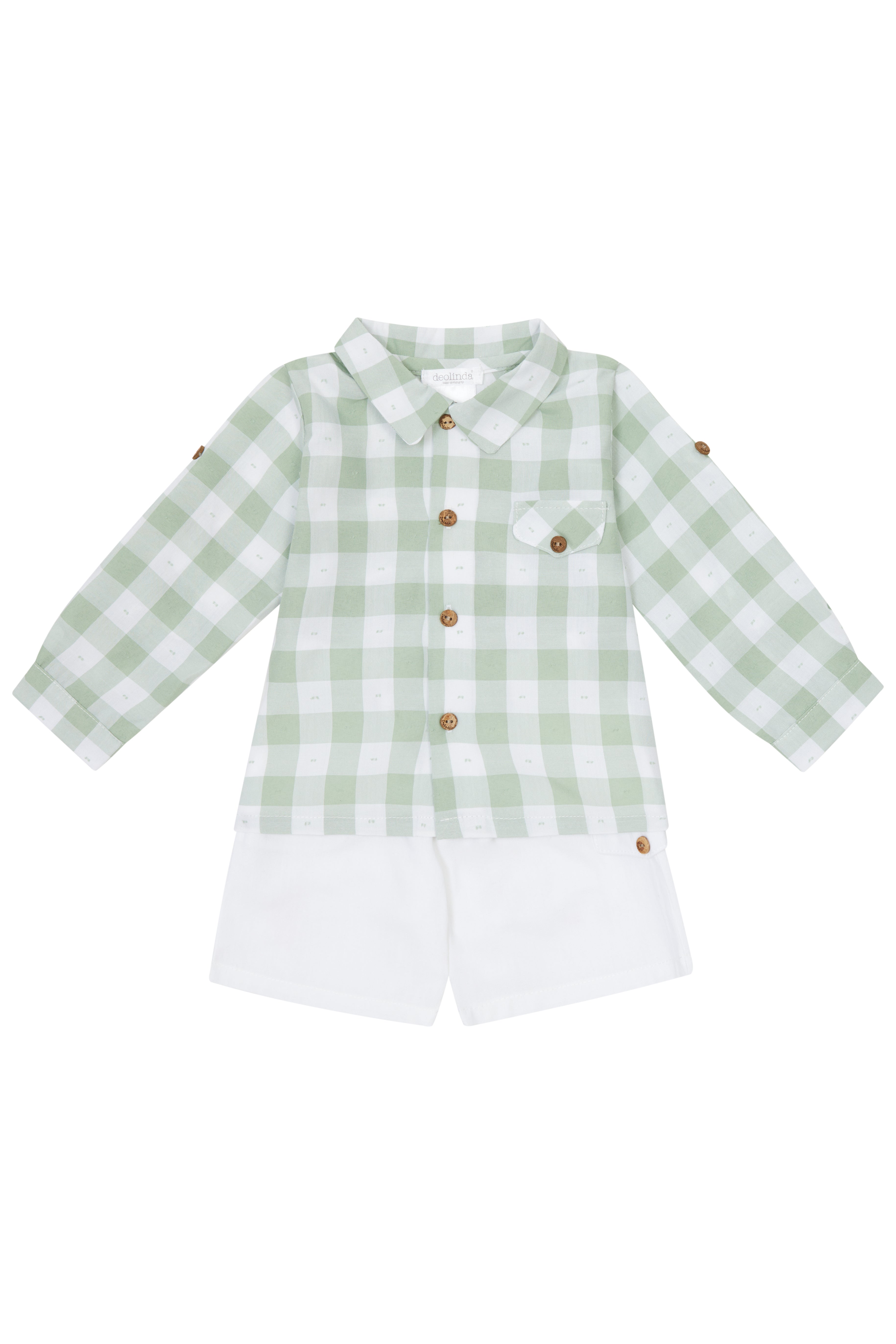 Leo Sage Green Gingham Shirt & Shorts Set - Stylish Casual Outfit for Men | Perfect for Summer, Beach, and Outdoor Activities