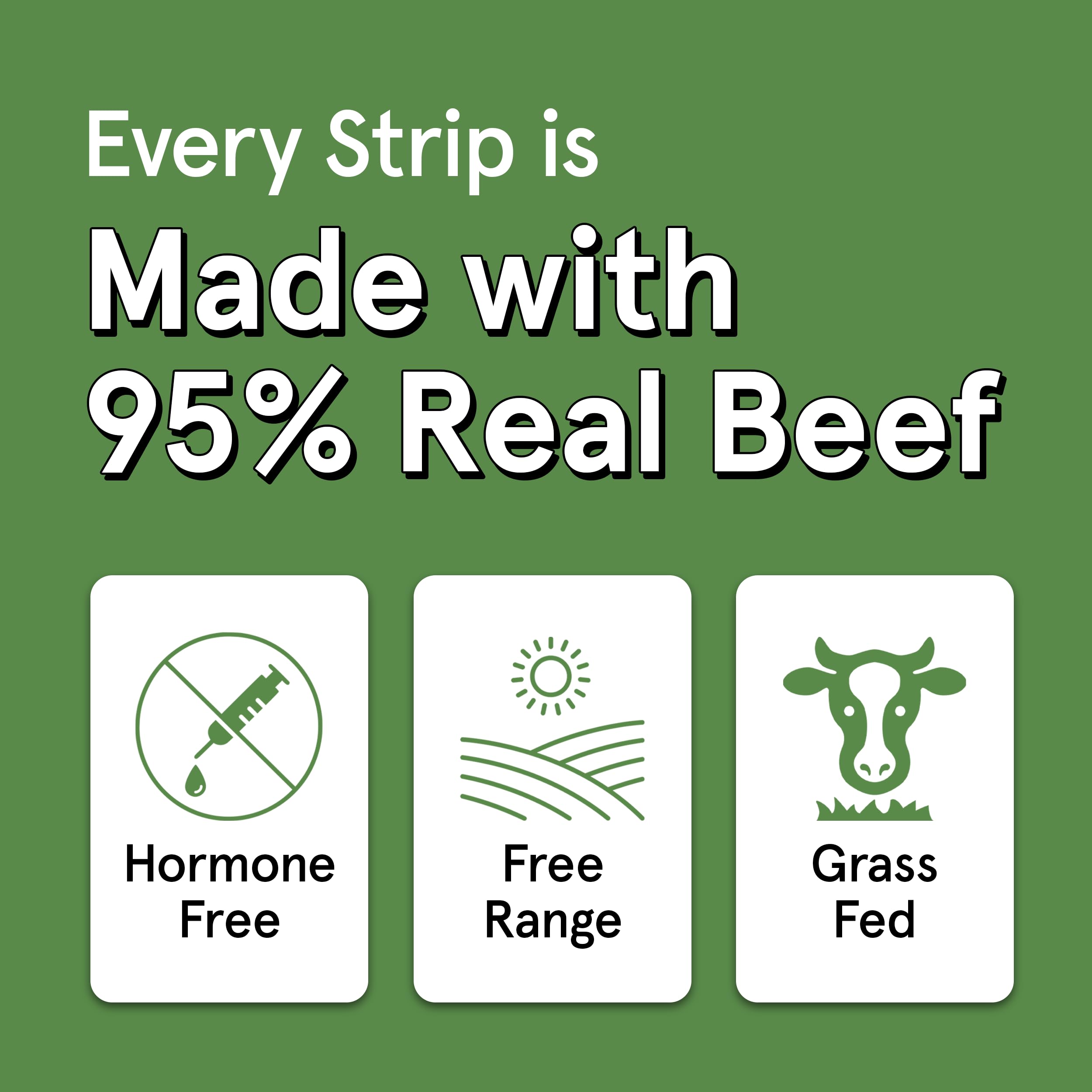 Premium Grain-Free Beef Jerky Dog Treats - 8 All-Natural Air-Dried Strips Made with 95% Human-Grade Grass-Fed Free-Range Beef - Healthy Training Rewards & High-Protein Snacks for Small, Medium & Large Dogs - Perfect for Outdoor Adventures, Travel & Daily Training