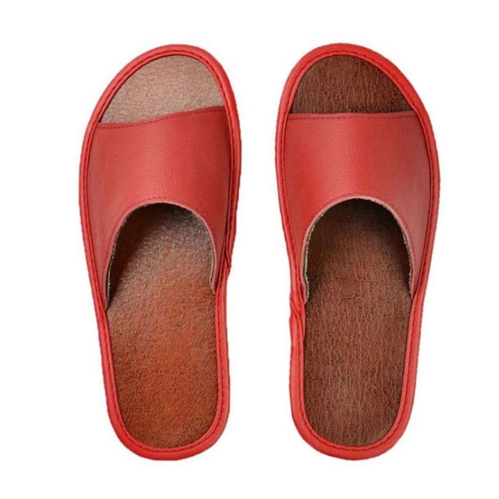 YHUA Genuine Cow Leather Slippers for Men & Women - Non-Slip Indoor/Outdoor House Shoes with Soft PVC Soles - Comfortable Casual Home Footwear for Spring & Summer - Perfect for Lounging, Relaxation & Light Outdoor Use (Color: E, Size 44)