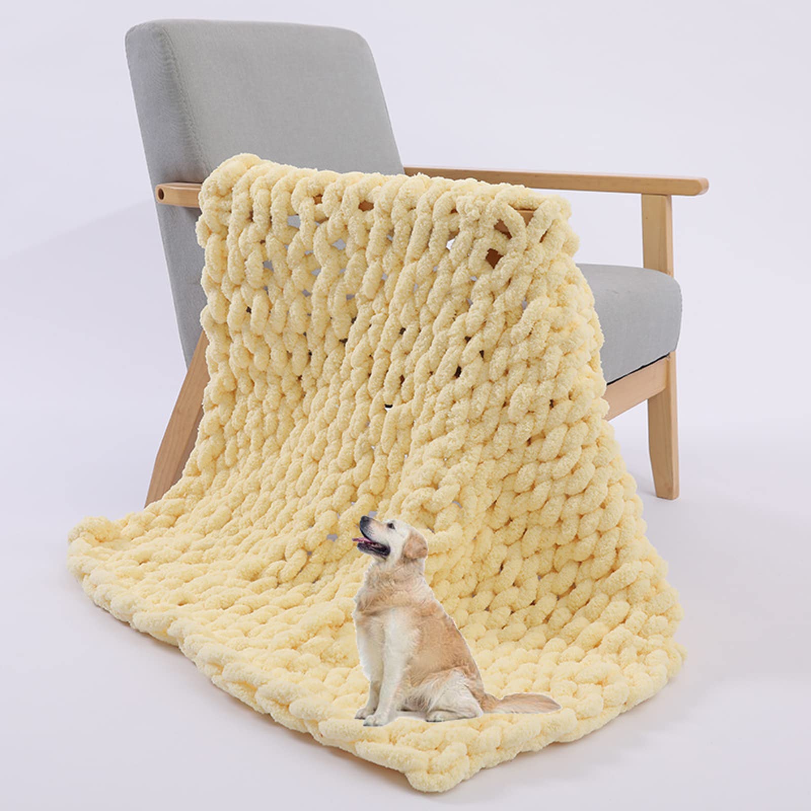 XYXH Chunky Knitted Blanket Throw - Ultra Soft Warm Chenille Handmade Weighted Blanket (120x150cm) for Cozy Bedroom, Living Room & Sofa Decor | Perfect for Winter Snuggling, Reading Nook & Home Styling