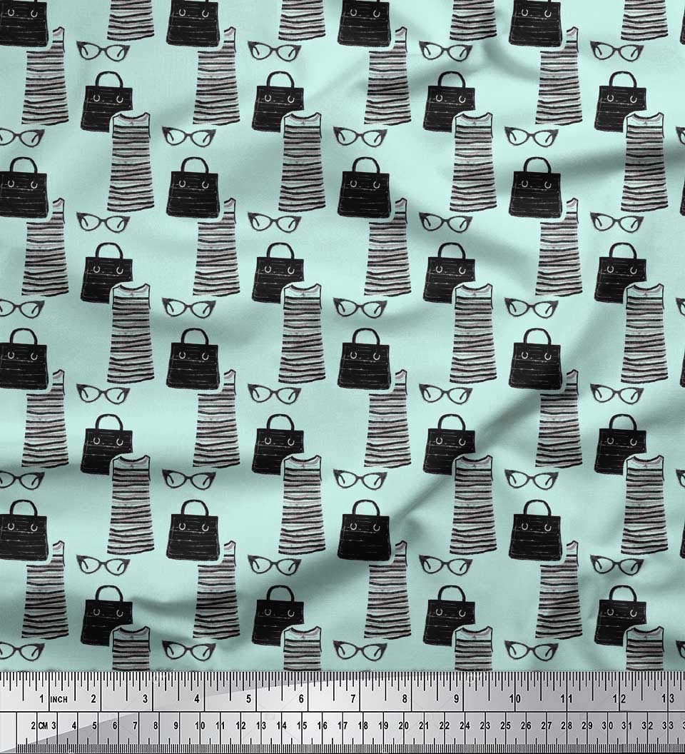 Soimoi 100% Cotton Voile Fabric - 42 Inch Wide by The Yard - Lightweight Soft Green Printed Material for Dresses, Scarves, Handbags & DIY Crafts - Perfect for Summer Fashion, Home Decor & Sewing Projects