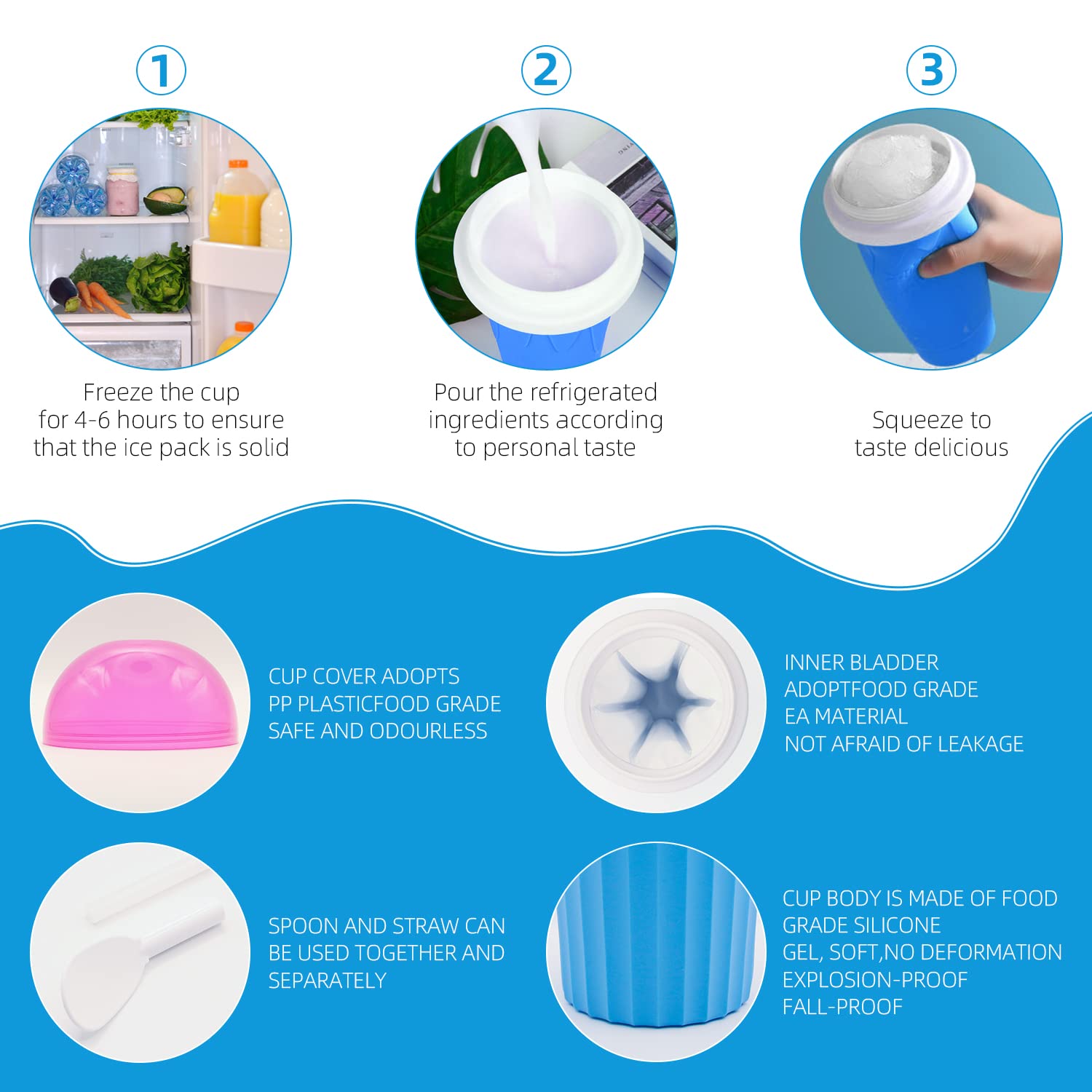 Premium 500ML Slushy Maker Cup - Large Capacity Frozen Magic Cup for Milkshakes, Smoothies & Slushies | Perfect for Summer Parties, BBQs & Kids Treats | BPA-Free Freeze Mug with Quick Cooling Technology