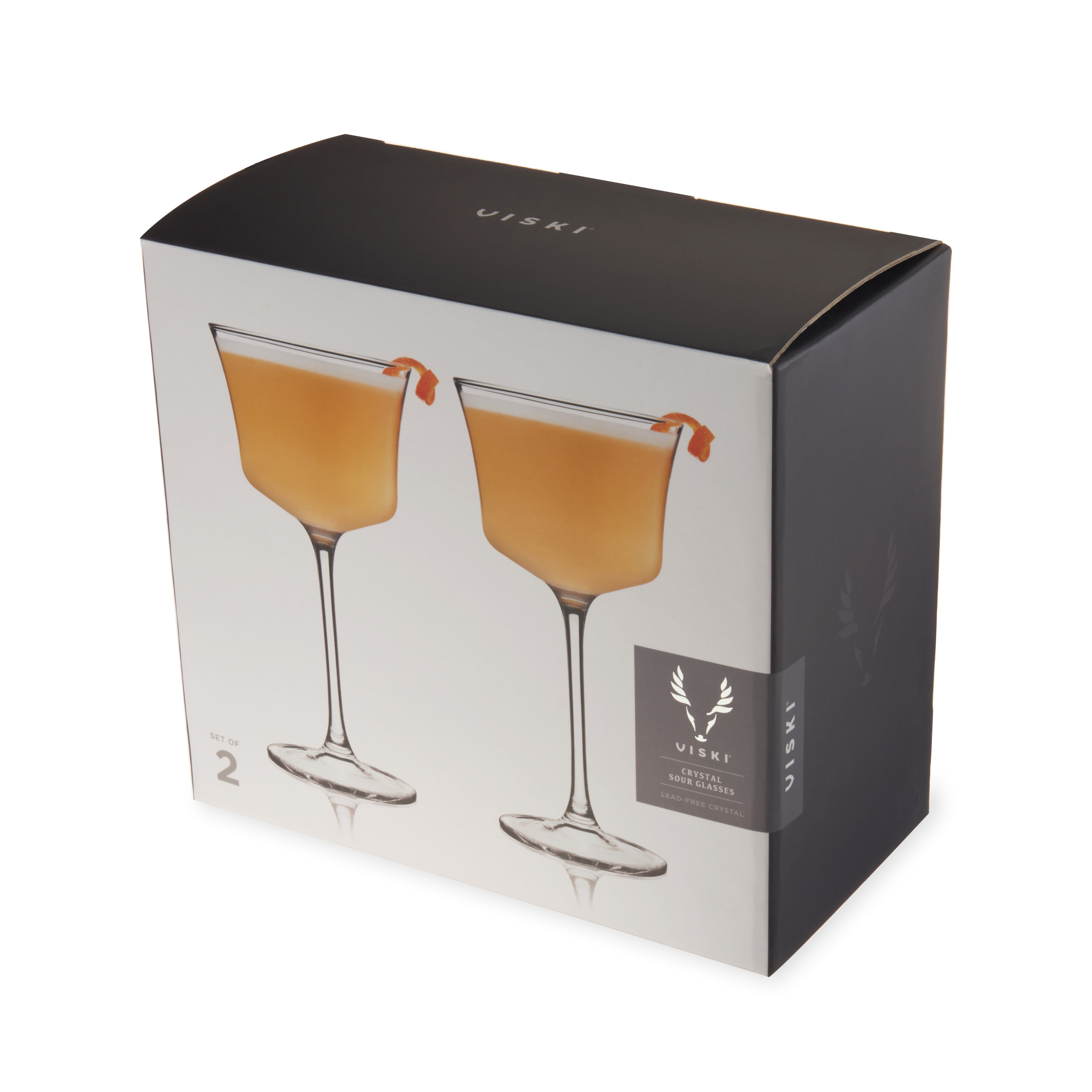 Raye Angled Crystal Sour Glasses Set of 2 - Elegant Whiskey Cocktail Glasses for Bourbon, Scotch & Margaritas - Perfect for Home Bar, Parties & Gifts
