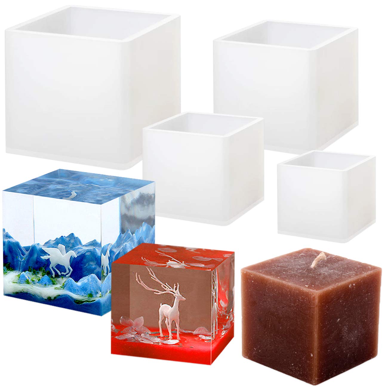 4 Pack Square Resin Molds - 4 Sizes Cube Silicone Casting Molds for DIY Art, Resin, Candle & Soap Making - Perfect for Home Crafts, Jewelry Making & Gift Projects
