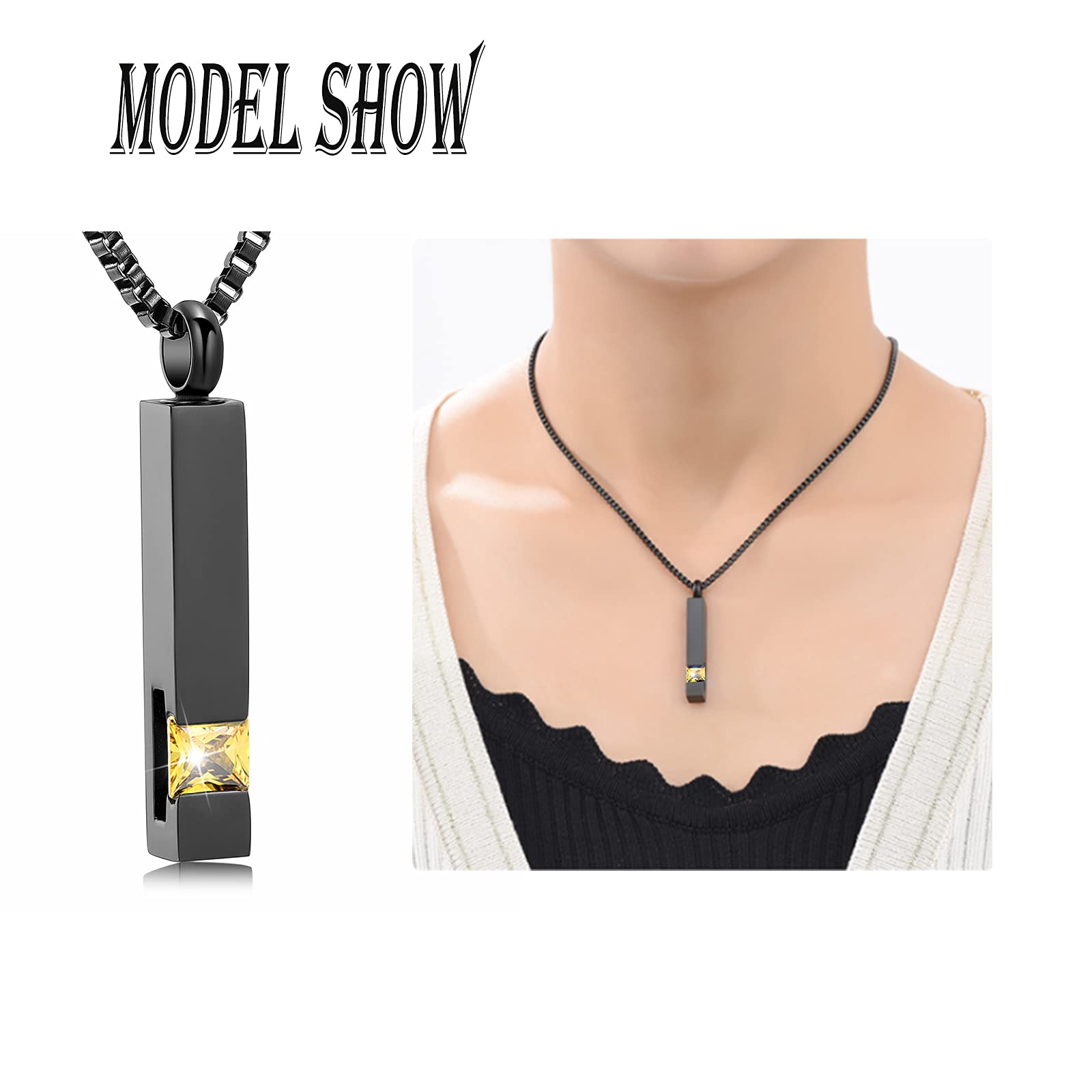 Crystal Bar Cremation Urn Jewelry - Birthstone Memorial Pendant for Ashes (Men & Women) - Keepsake Necklace for Funeral, Remembrance & Special Occasions