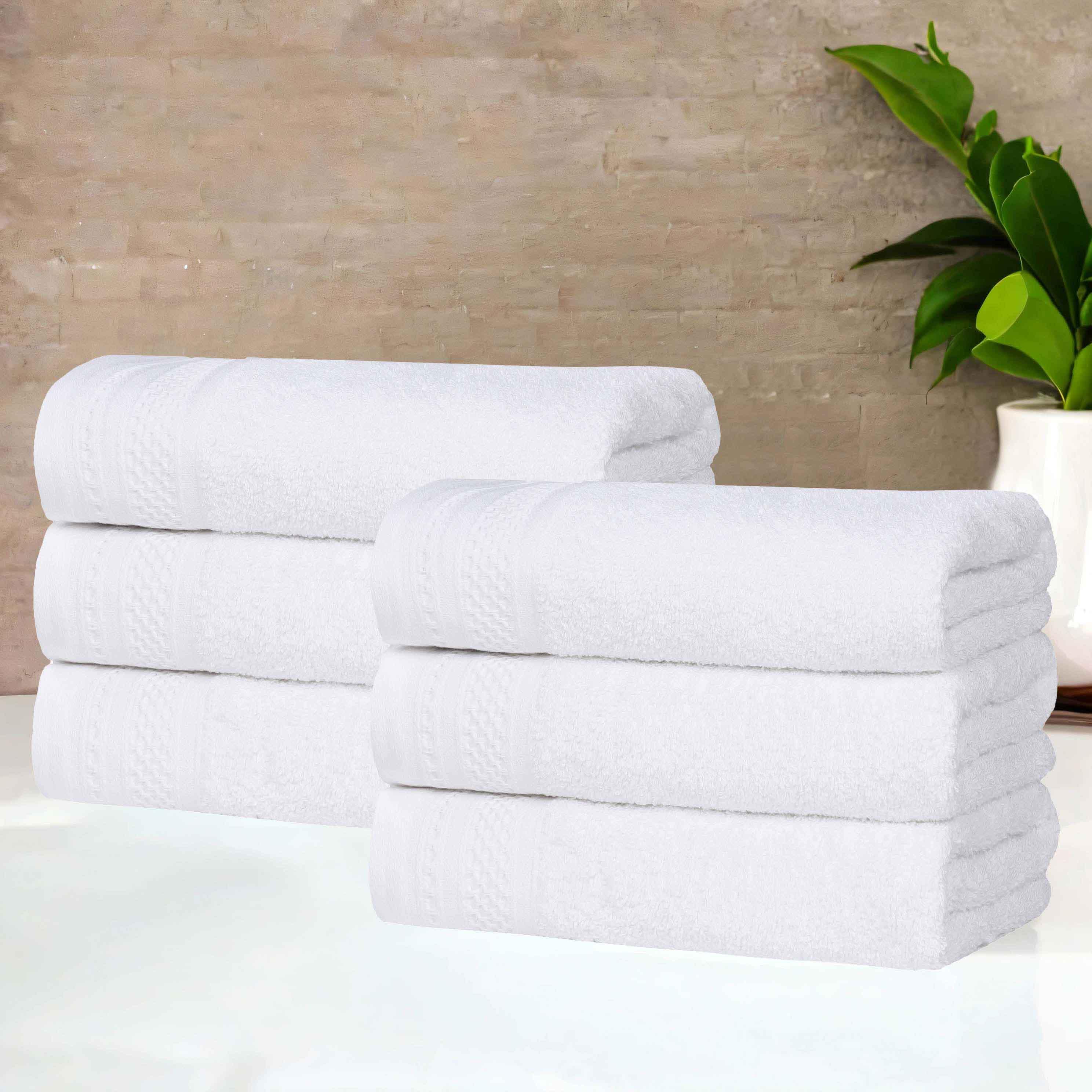 Premium Honeycomb Waffle Weave Cotton Hand Towels Set of 6 - Soft Absorbent Bath & Kitchen Towels for Guest Bathroom, Spa, Luxury Hotel Decor