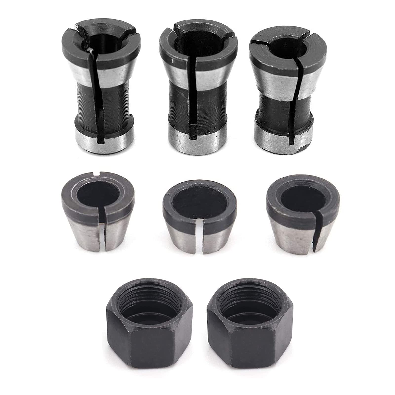 6/6.35/8mm Alloy Router Collet Adapter Set - 2 Pcs Collet Nuts for Bakelite Milling Machine & Straight Grinder Replacement - Perfect for Woodworking, Metalworking & DIY Projects
