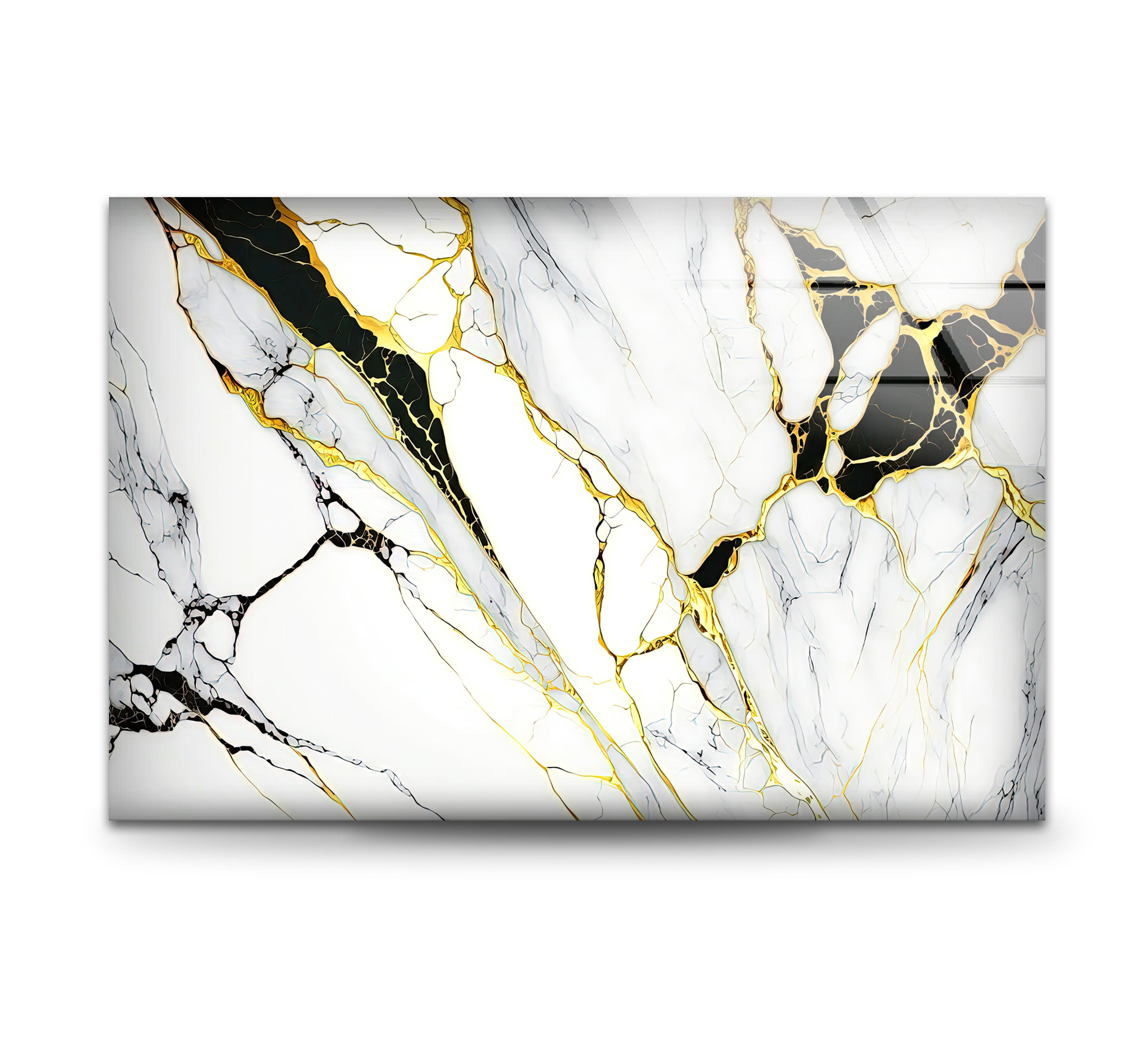 Luxury Black and Gold Marble Wall Art - Abstract Glass Print for Modern Home & Office Decor | Perfect for Living Room, Bedroom, or Office Spaces