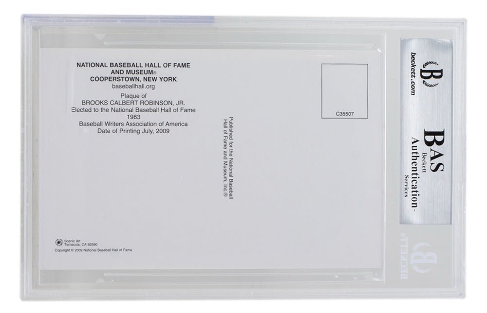 Brooks Robinson Autographed Baltimore Orioles Hall of Fame Plaque Postcard - BAS 114 - Certified & Slabbed Collectible for Baseball Memorabilia Display