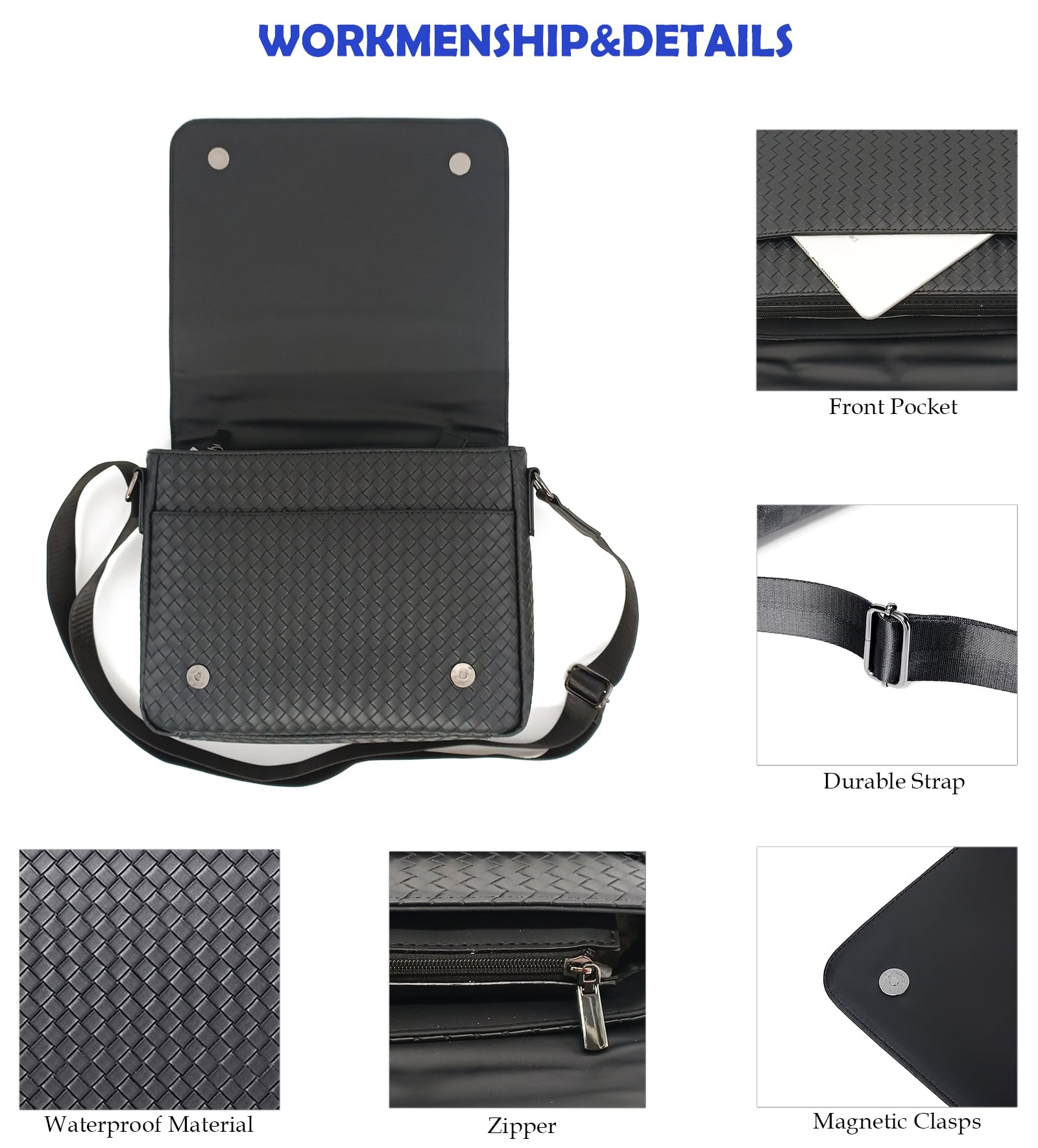 Premium Men's Leather Shoulder Bag - Waterproof & Anti-Scratch Crossbody Messenger Bag for Work, Travel & Daily Use
