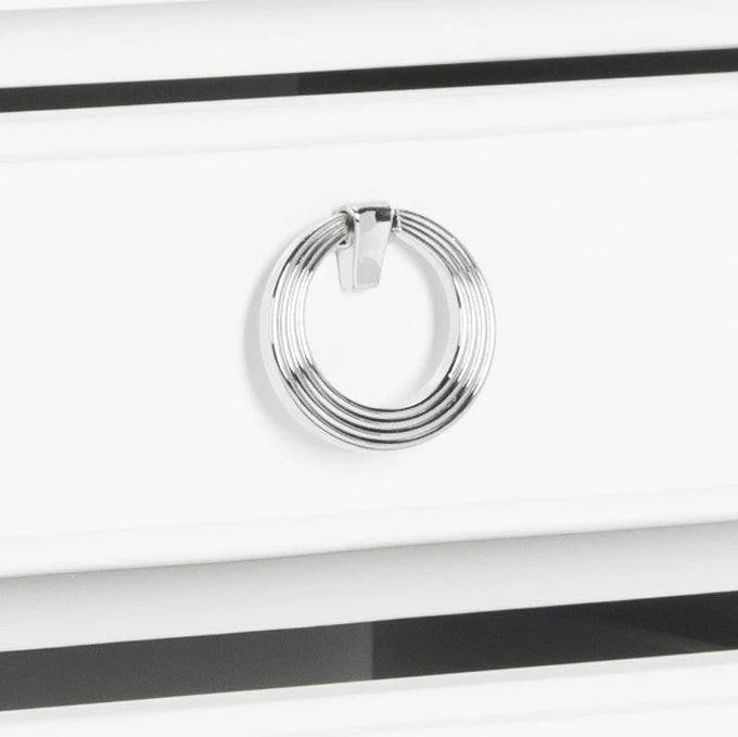Modern White 3-Drawer Nightstand with Chrome Hardware - Perfect for Bedroom, Living Room, or Office Storage