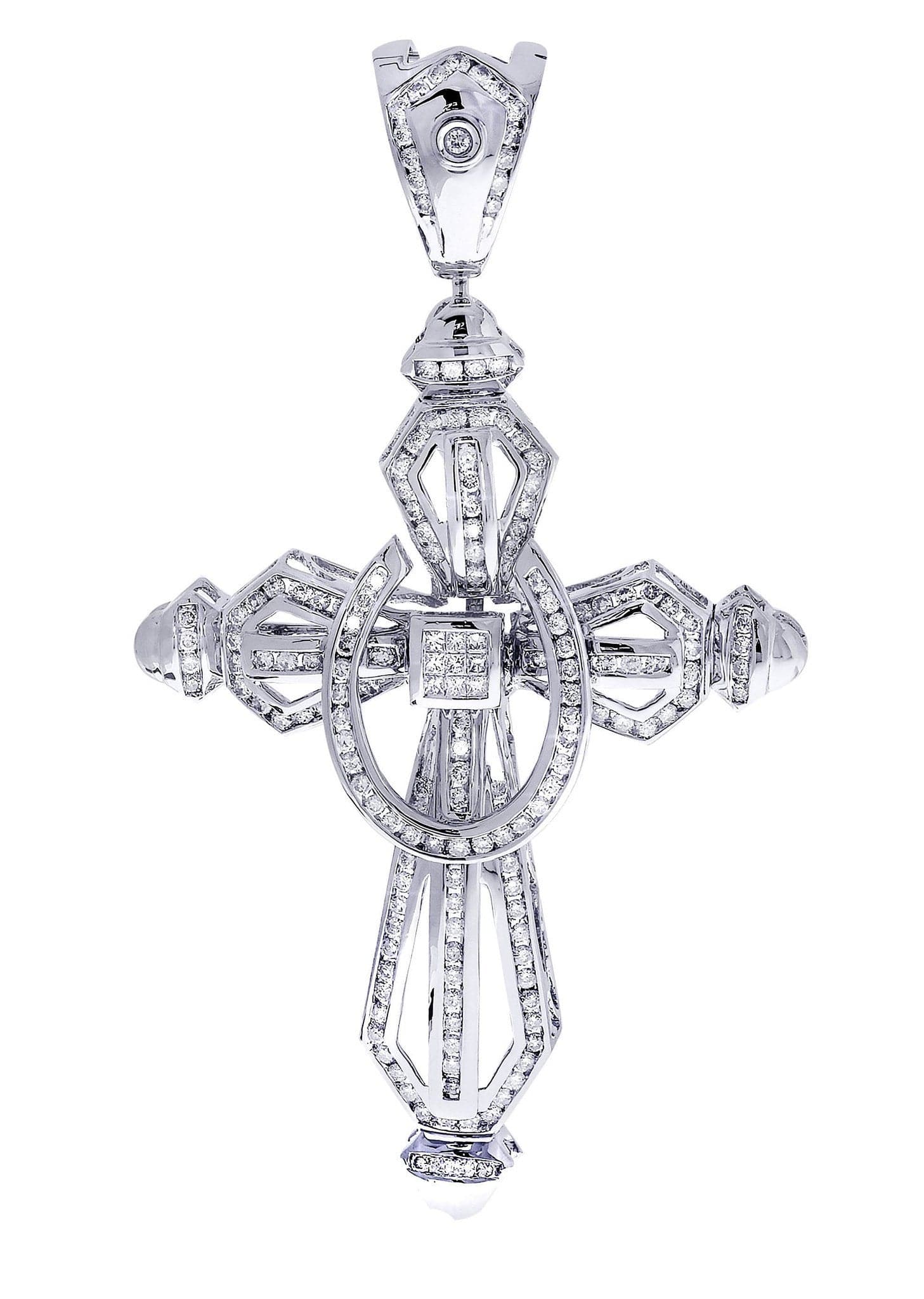 2.91 Carat Diamond Cross Pendant Necklace - 26.13 Grams Solid Gold Religious Jewelry for Women & Men - Perfect for Baptism, Confirmation, Wedding & Everyday Wear