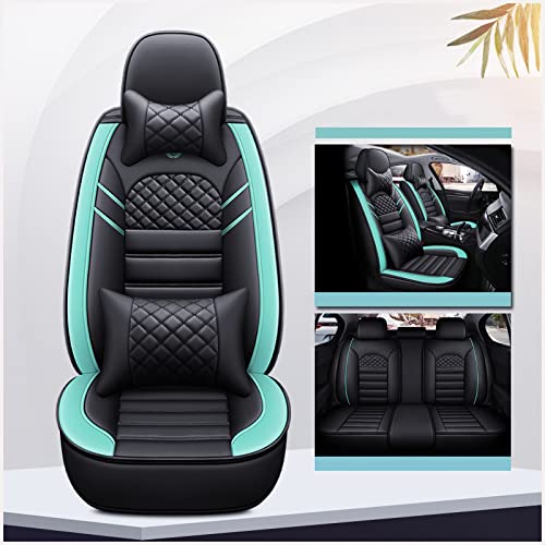 Waterproof Leather Car Seat Covers for Peugeot 3008 2020-2022 - Black Green Set for Auto Protection