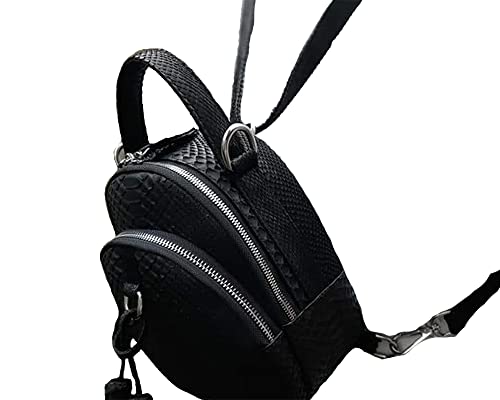 Stylish Small Snakeskin Leather Backpack for Women - Shoulder Bag Purse (Black) | Perfect for Work, Travel & Everyday Use