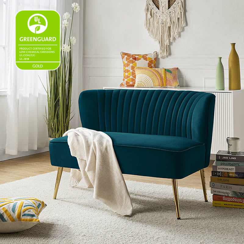 Bariana Velvet Loveseat - Soft & Luxurious Small Couch for Living Room, Bedroom, or Office - Perfect for Cozy Seating & Home Decor