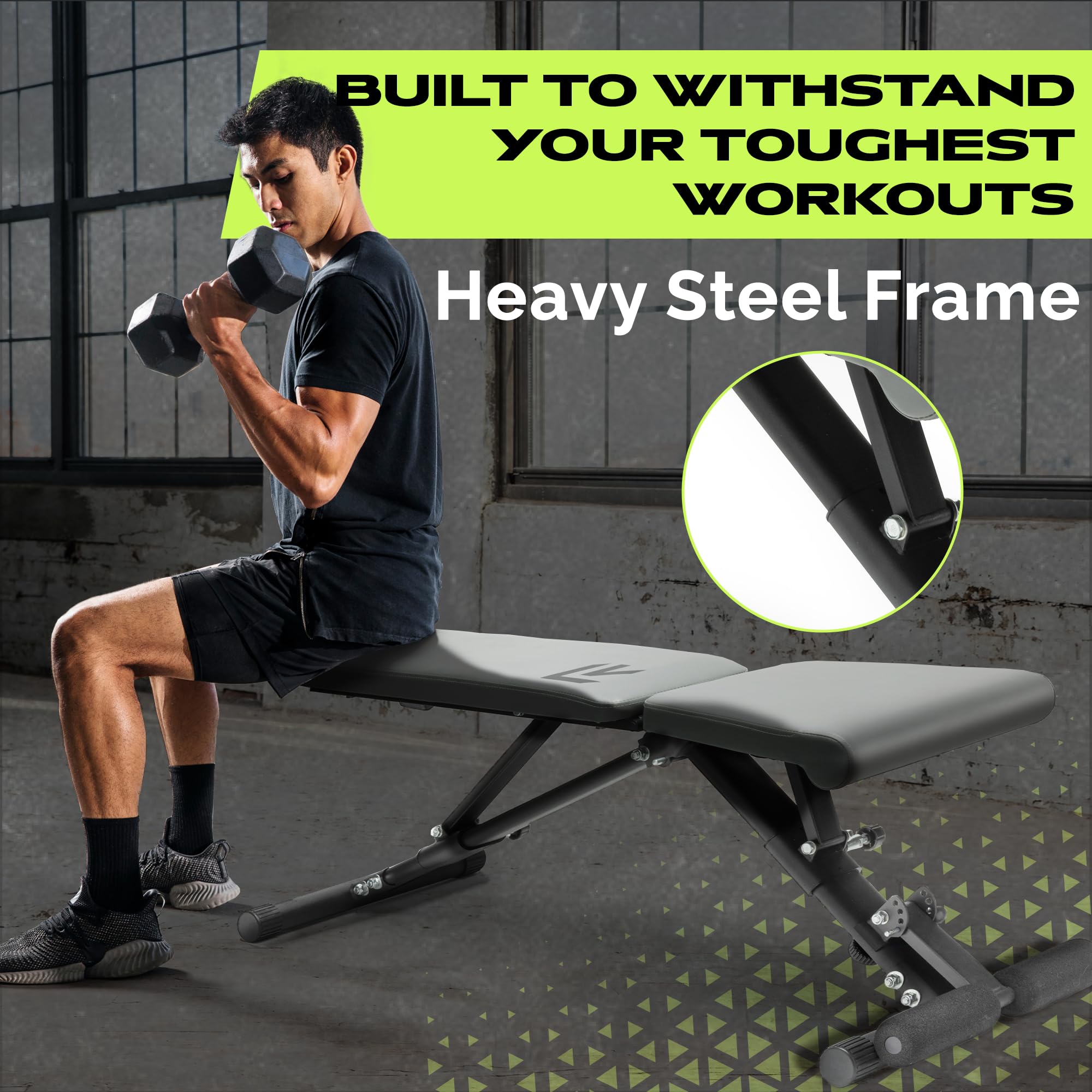 Adjustable Weight Bench Press Seat for Home Gym - Folding Workout Bench for Strength Training & Full Body Exercises - Incline Decline Bench for Dumbbell & Barbell Workouts - Perfect for Home Fitness & Garage Gym Setup