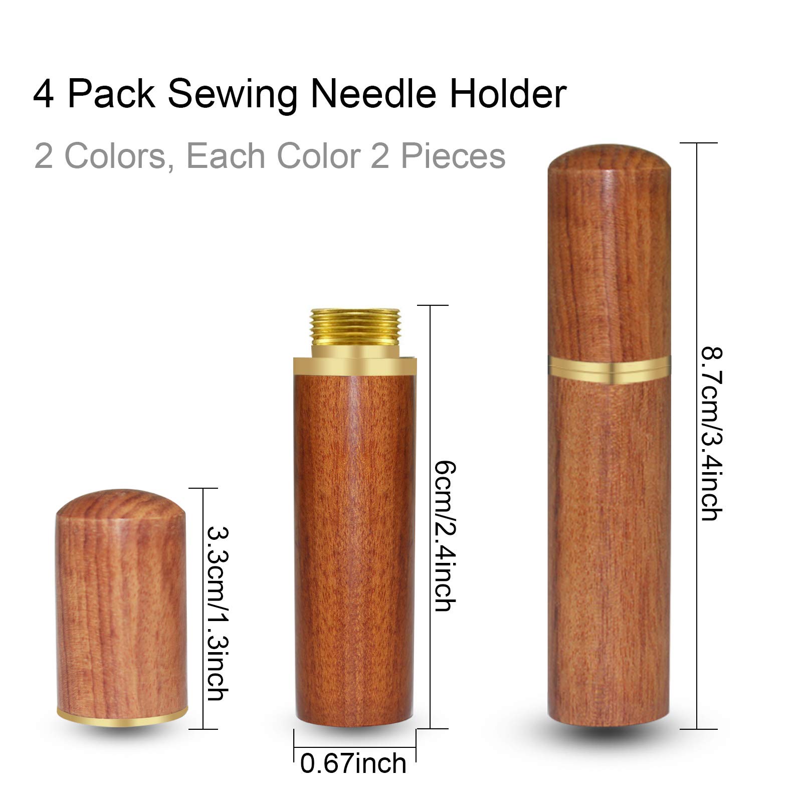 4-Piece Wooden Sewing Needle Storage Case Box - Organizer for Sewing Needles, Pins & Supplies | Perfect for Quilting, Embroidery & Crafting Projects