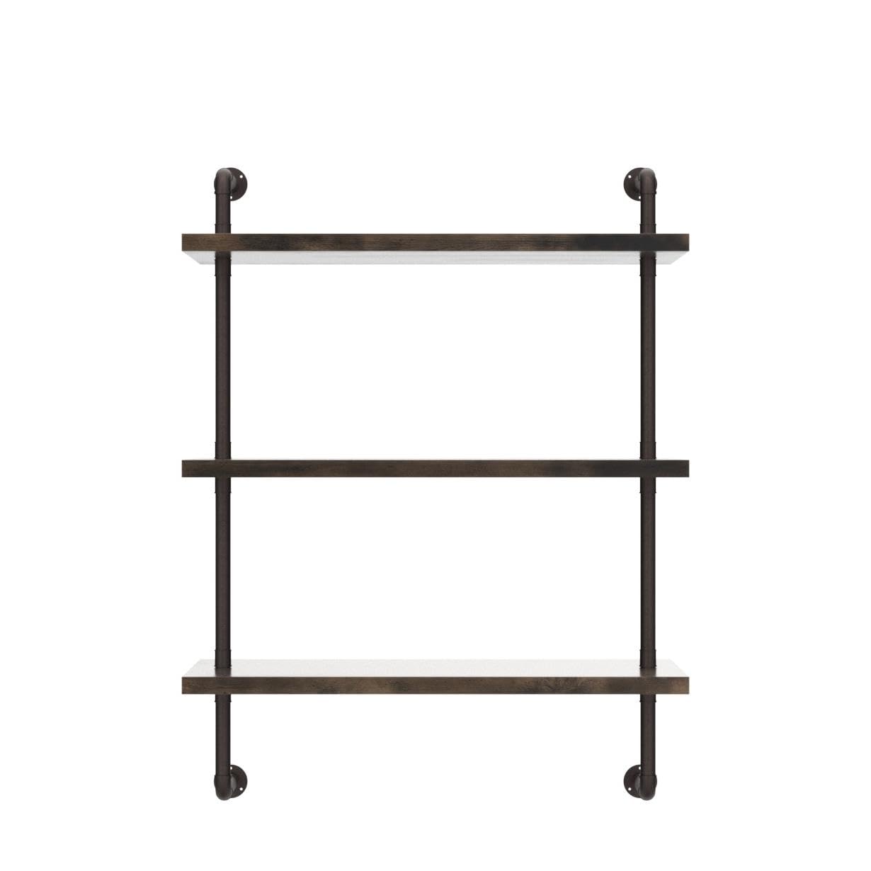 **Industrial Pipe Shelf Wall Mounted - Rustic Wood Floating Shelves, 3-Tier Wall Display Bookshelf - Storage Rack for Kitchen, Office, Bathroom Organization & Home Decor (24inch x 2) - Perfect for Small Spaces, Farmhouse Style & Modern Industrial Decor**