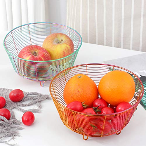Stainless Steel Fruit Basket Bowl - Kitchen Storage Organizer for Fruits, Bread & Vegetables - Durable Wire Mesh Design with Gold Finish | Perfect for Countertop, Dining Table & Pantry Organization