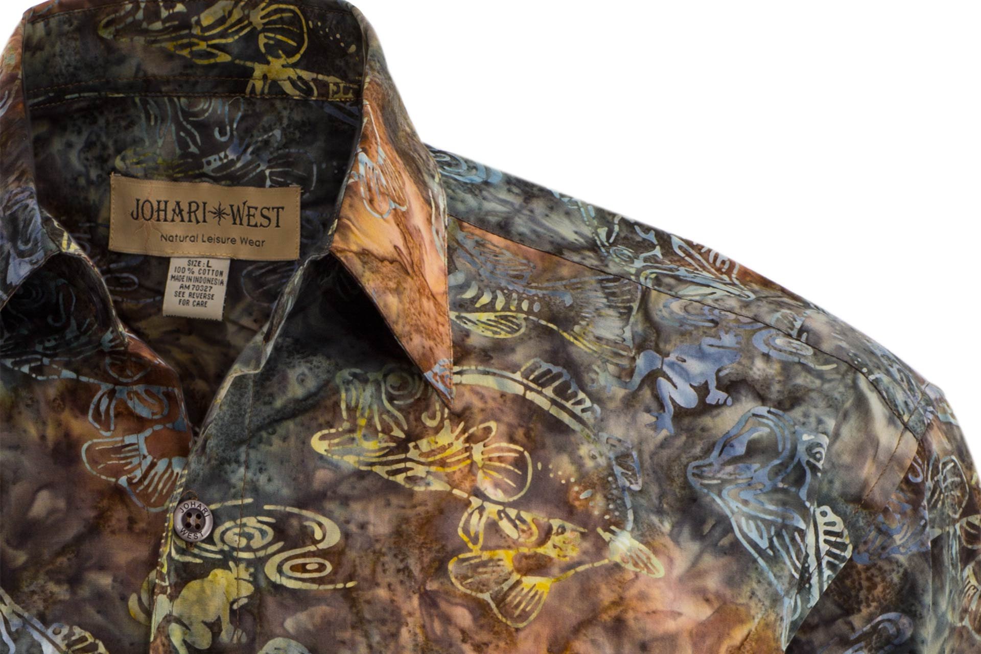 Bass Bend Tropical Hawaiian Batik Shirt for Men - Breathable Short Sleeve Button Up Shirt with Vibrant Floral Print - Perfect for Beach Vacation, Luau Party & Summer Outfits