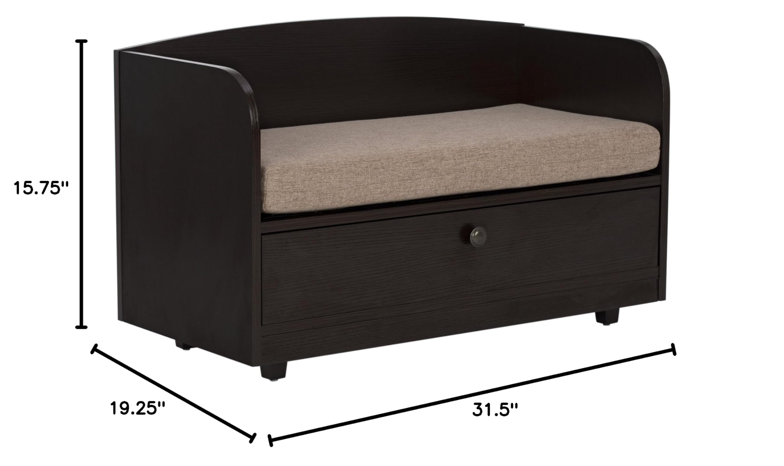 Premium Paws & Purrs Pet Bed with Storage Drawer - Soft Washable Dog & Cat Bed in Espresso/Sand - Perfect for Living Room, Bedroom & Pet-Friendly Spaces