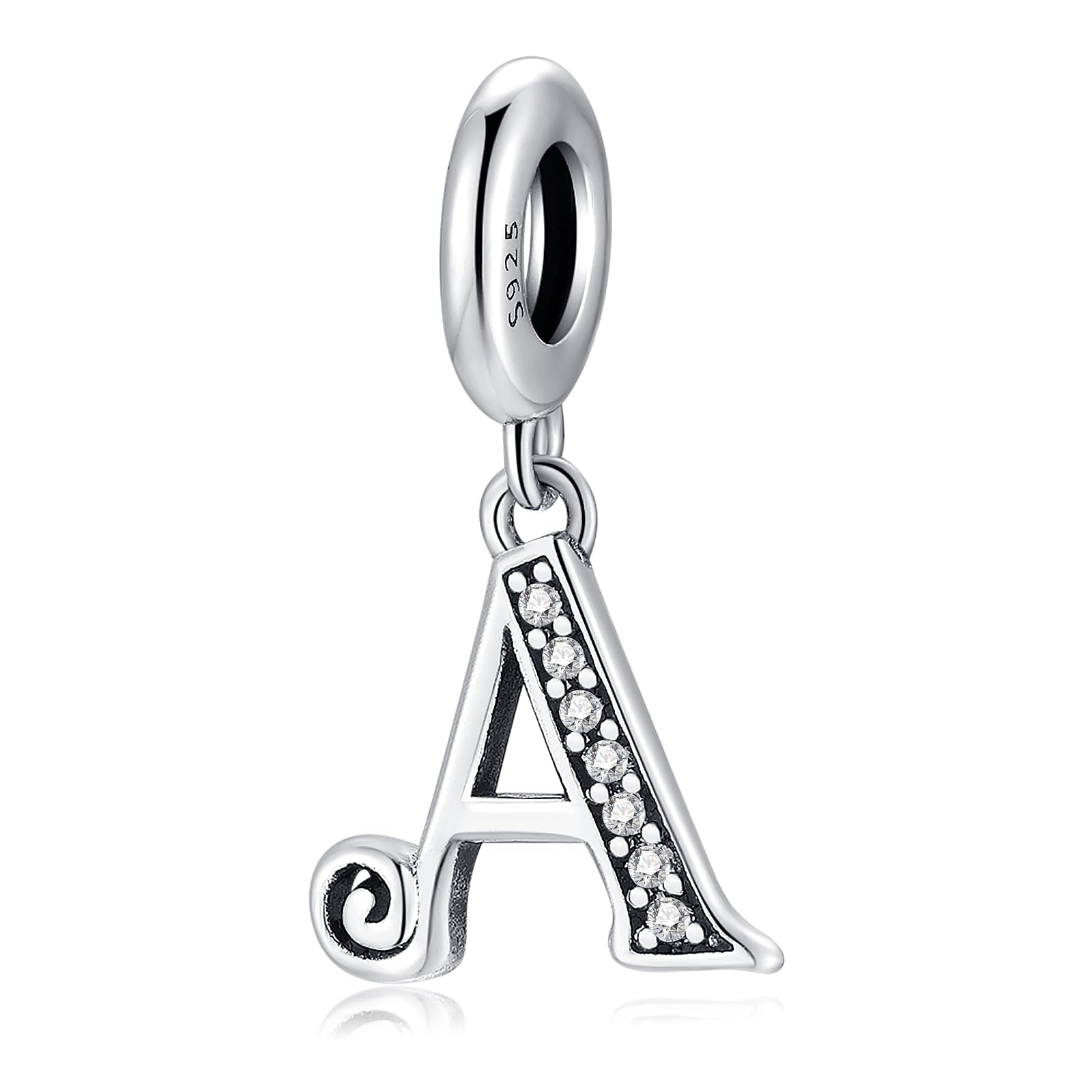BETTY&SARAH 925 Sterling Silver Alphabet Initial Pendant Charms - Personalized Letter Charms for Bracelets & Necklaces - Women's Jewelry Gift for Birthday, Anniversary & Graduation