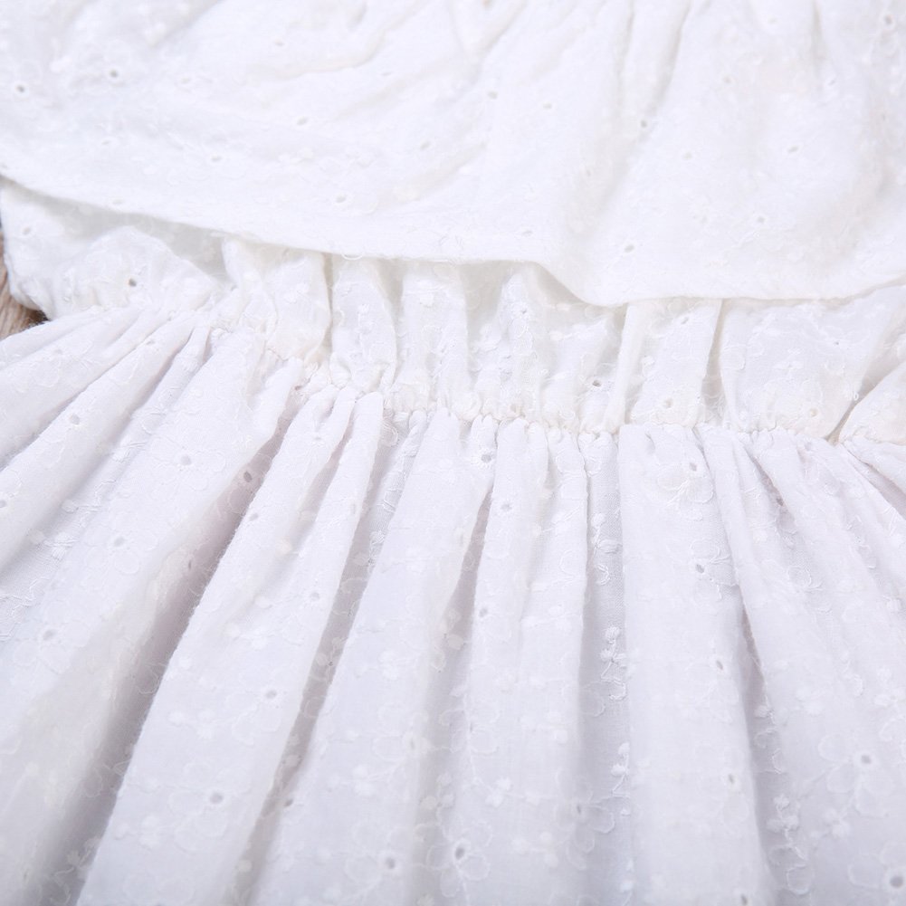Toddler Girls' Off-Shoulder Lace Ruffle Mini Dress - White Summer Baby Dress for Photoshoots, Parties & Beach Outings