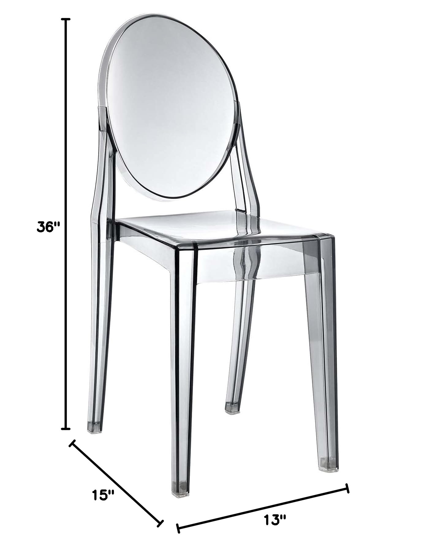 Modway Casper Modern Acrylic Stacking Dining Chairs - Set of 2 Smoke-Colored Contemporary Side Chairs for Kitchen, Dining Room, or Office Space