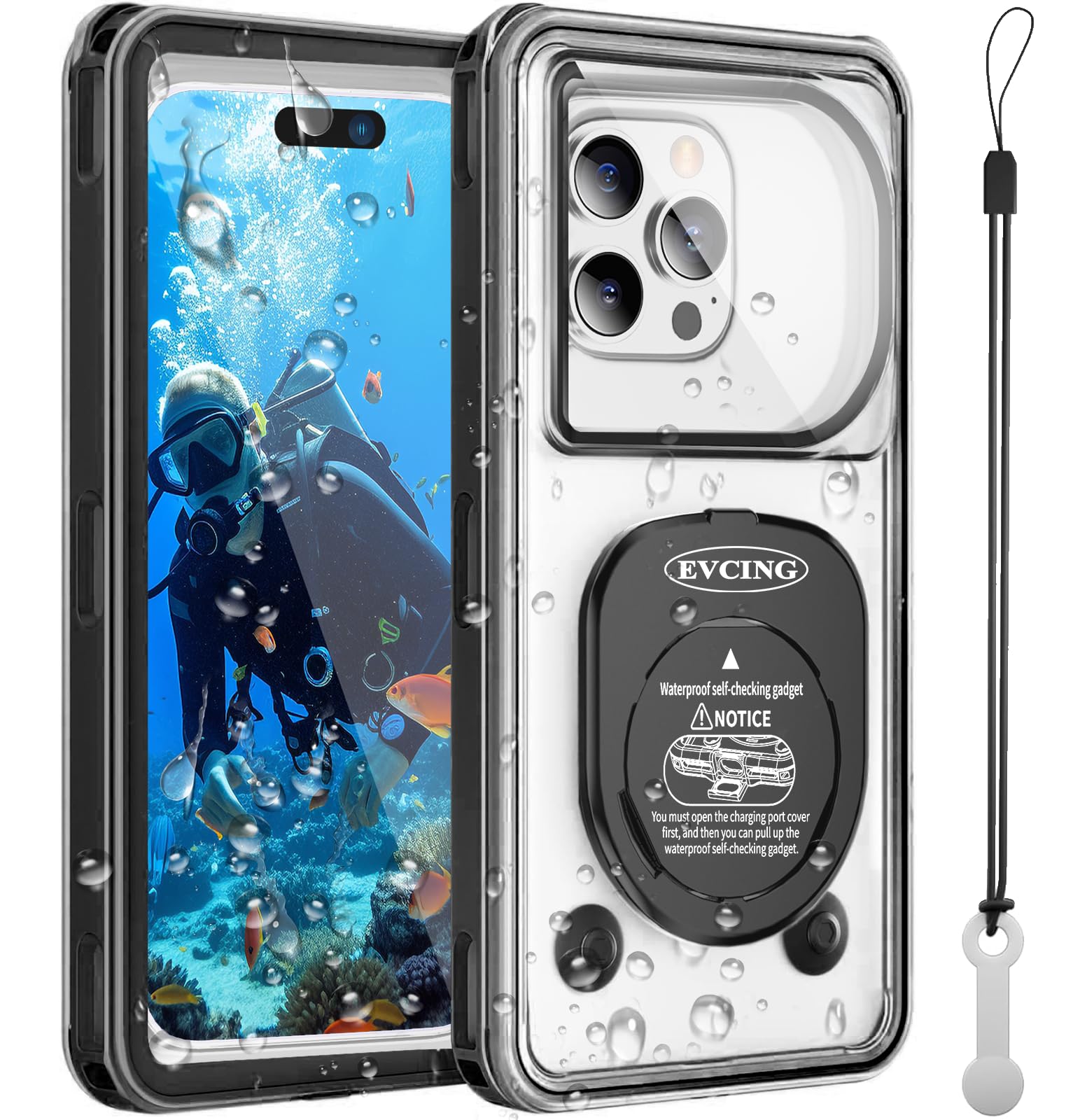 **Waterproof Phone Case for iPhone 16 Pro Max/15/14 & Galaxy S24 – IPX8 Underwater Protection, 360° Full-Body Shockproof Cover for Snorkeling, Diving, Beach & Cruise (Up to 6.9