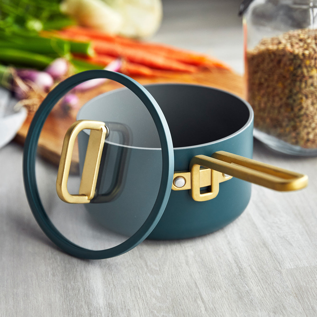 Stanley Tucci™ Ceramic Nonstick 3-Piece Mini Cookware Set - Venetian Teal | Non-Toxic, PFOA-Free | Perfect for Small Kitchens, Dorms & RV Cooking