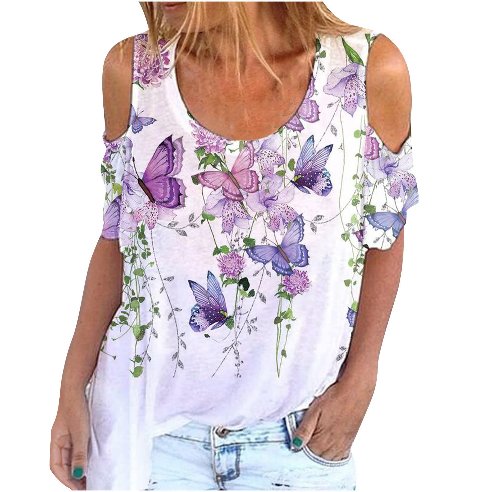 Women's Short Sleeve V-Neck Graphic T-Shirts - Casual Office Blouses & Summer Tops for Work, Outings & Everyday Wear