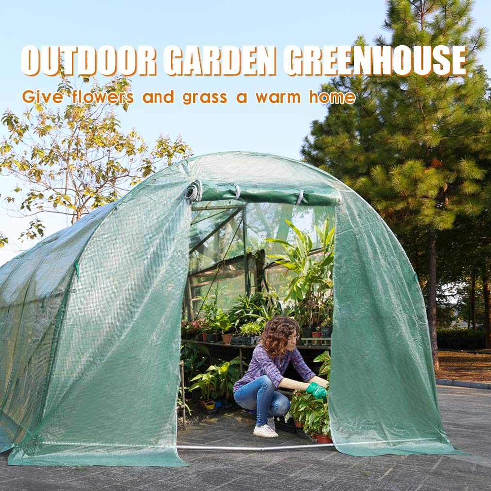 BestMassage 15'x7'x7' Steel Walk-in Greenhouse for Outdoor & Indoor Use - Perfect for Plants, Tomatoes, Herbs, and Gardening - Great for Patio, Backyard, and Gardening Enthusiasts
