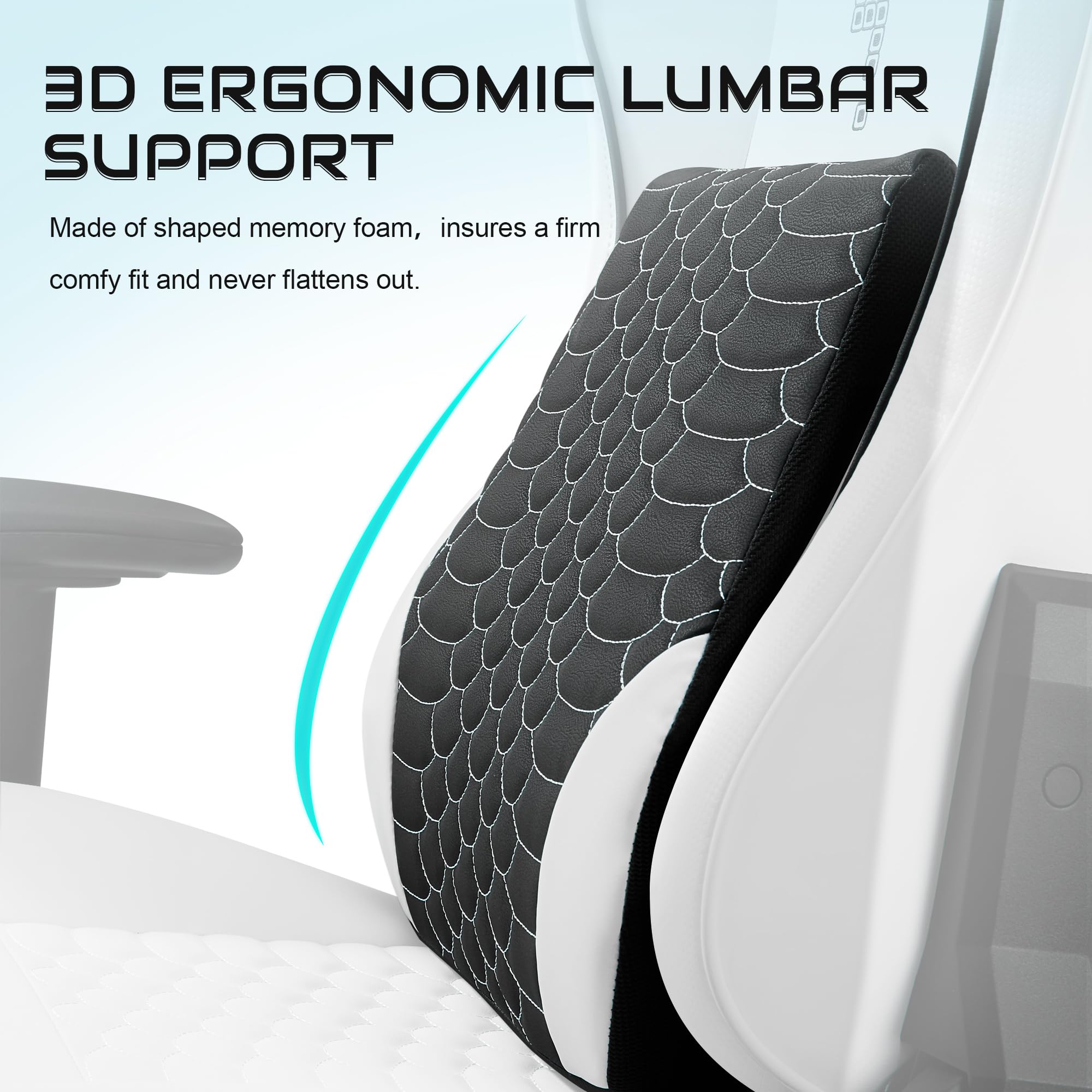 Ergonomic Gaming Chair with Lumbar Support - High Back Office Computer Chair for Adults & Teens, Swivel Rolling Desk Chair with Headrest, 450 lbs Weight Capacity (White) - Perfect for Home Office, Gaming Setup & Workstation