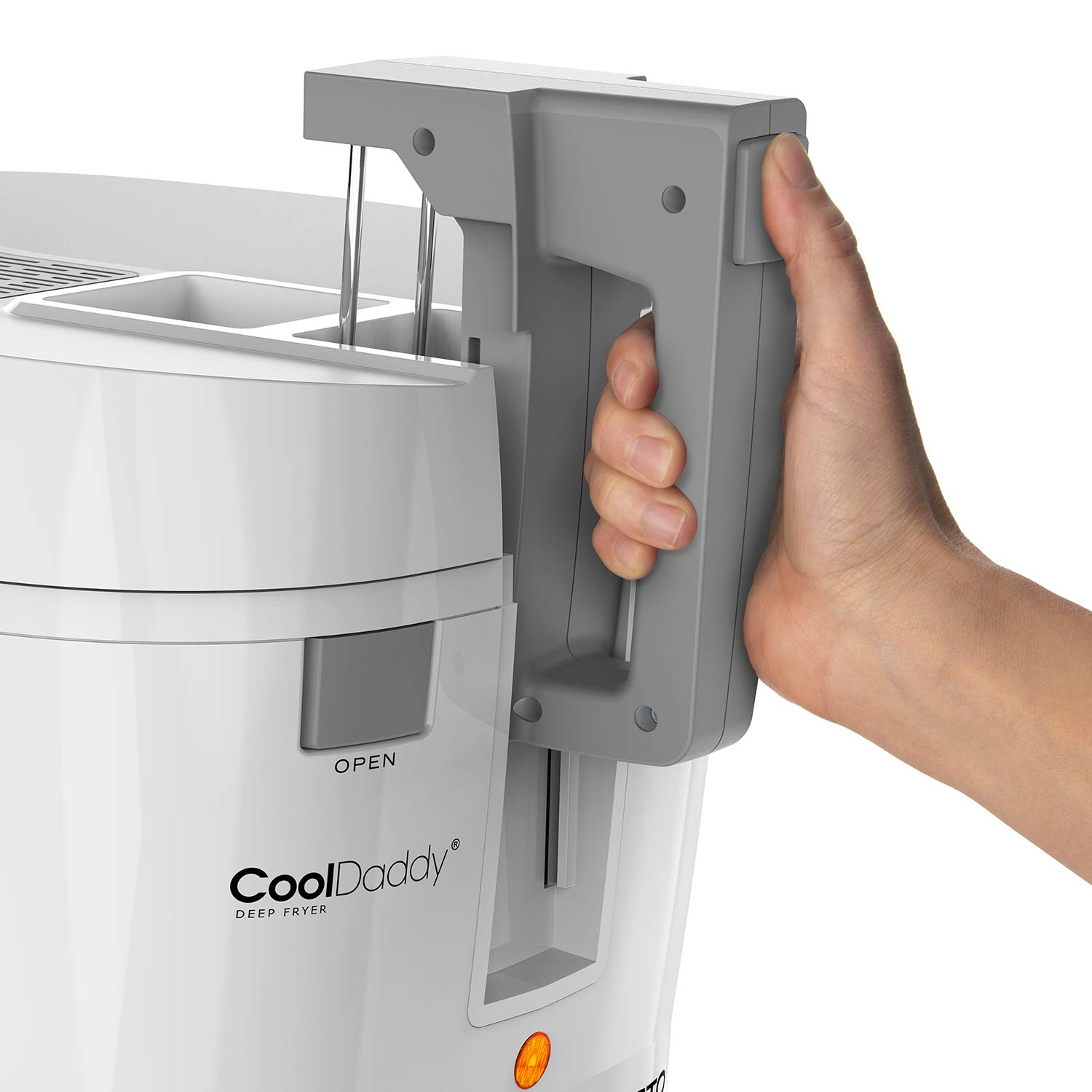 Presto 05443 CoolDaddy Cool-Touch Deep Fryer - White - Safe & Easy Home Cooking for Fried Chicken, French Fries & More