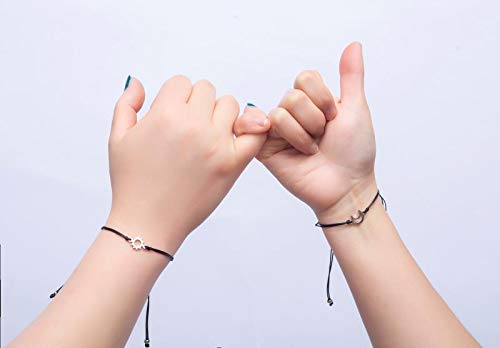 Pinky Promise Matching Bracelets for Best Friends, Couples & Family - Elephant & Compass Infinity Design for Women & Men | Long Distance Connection Gift for Loved Ones