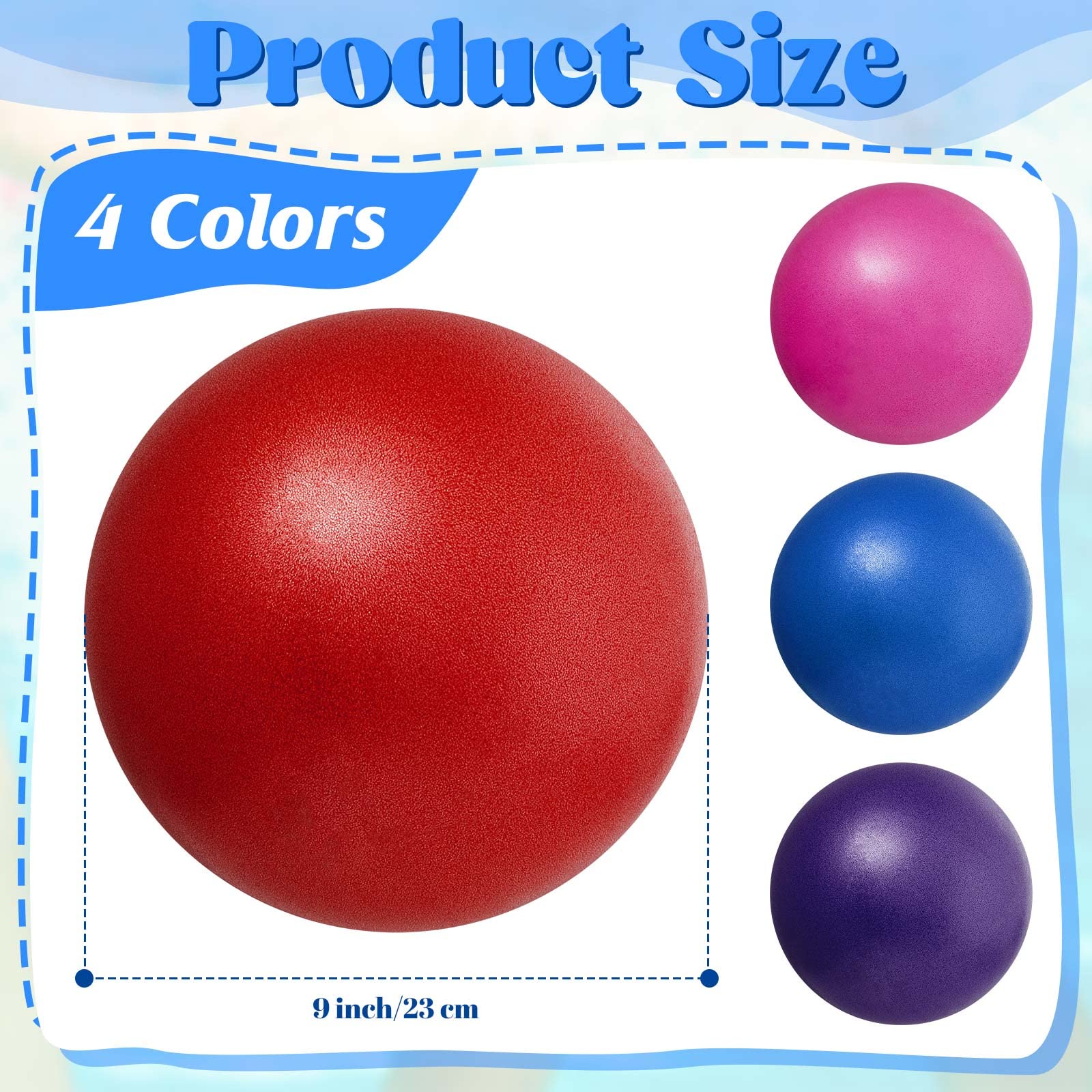4 Pcs 10-Inch Water Resistance Exercise Balls - Low Impact Pool Workout Equipment for Adults & Seniors - PVC Aquatic Fitness Gear for Swimming, Water Aerobics & Physical Therapy (Pink, Blue, Purple, Red) - Perfect for Home Pools, Gym Classes & Rehabilitation Centers