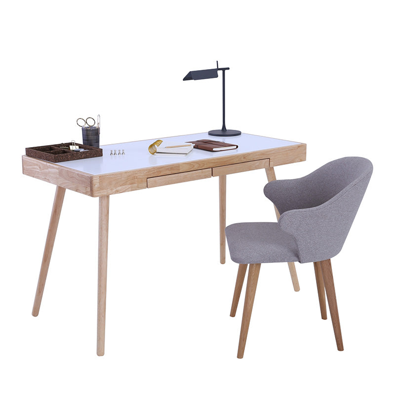 RETH Study Desk 120cm - Natural & White Home Office Desk for Students & Professionals - Perfect for Small Spaces & Remote Work