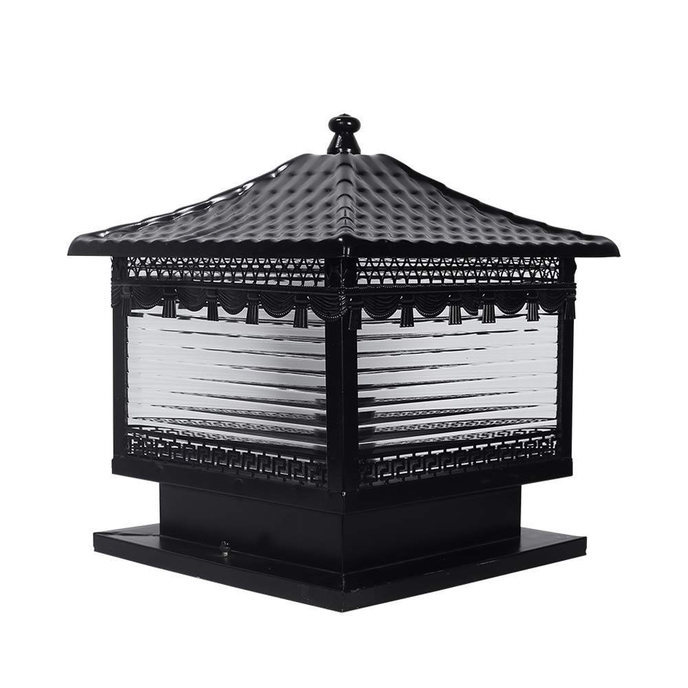 KUXY Modern Square Glass Lantern Column Lamp - IP44 Waterproof Outdoor Post Light with Rustproof Aluminum - E27 Base for Villa, Fence & Street Decoration | Perfect for Patio, Garden Pathway and Exterior Illumination