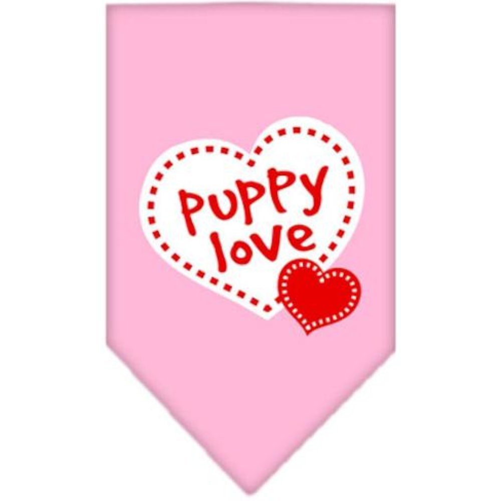 Premium Mirage Pet Products Puppy Love Screen Print Dog Bandana - Large Size, Soft Light Pink for Comfort - Perfect for Pet Parties, Photo Shoots & Daily Walks
