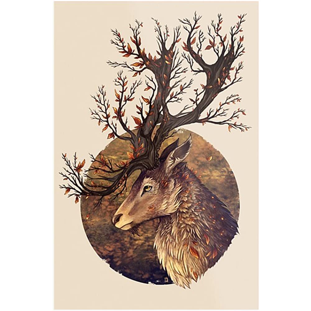 Abstract Elk Canvas Wall Art Print - Modern Animal Deer Painting for Living Room, Dining Room, Bedroom & Bathroom Decor - Unframed 24x36 Inch - Perfect for Home, Office & Gift Giving
