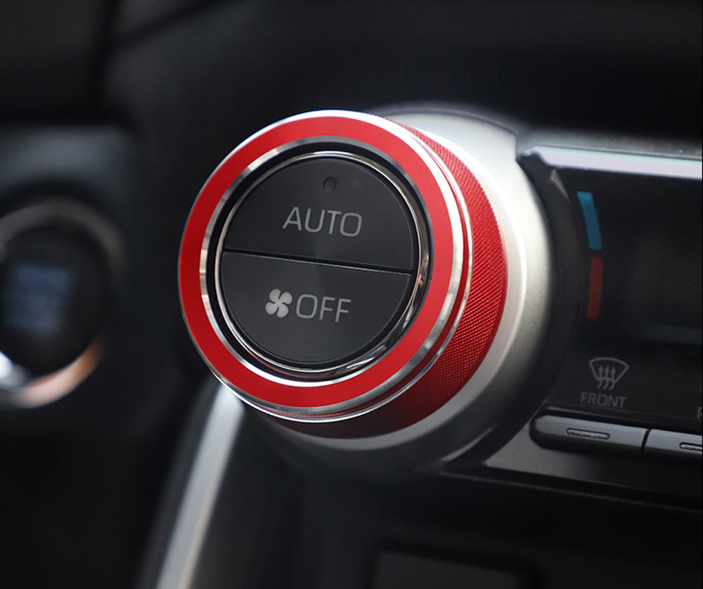 2-Piece Red Aluminum AC Climate Control Knob Covers for 2019-2024 Toyota RAV4 - Interior Car Accessories for Enhanced Style & Comfort (Perfect for Summer & Winter Temperature Control)