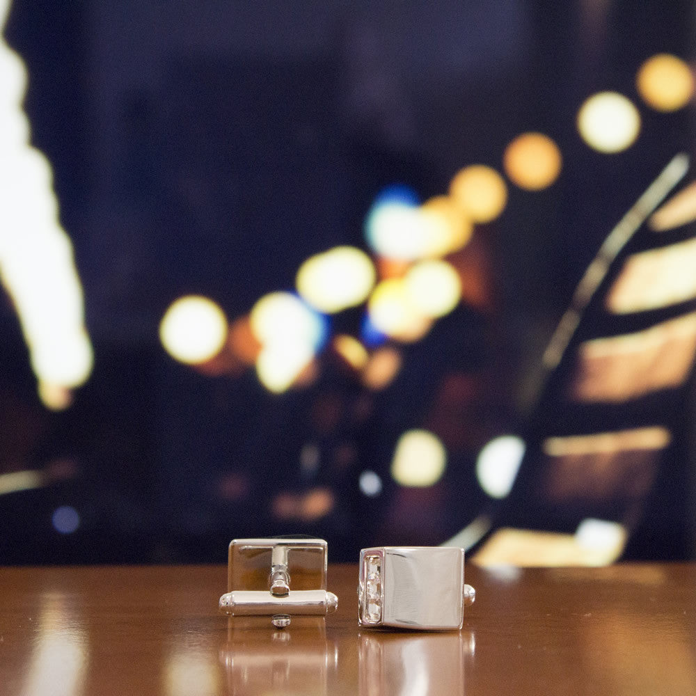KingCuffs Angled Crystal Cufflinks for Men - Elegant Dress Shirt Accessories for Weddings, Business & Formal Events