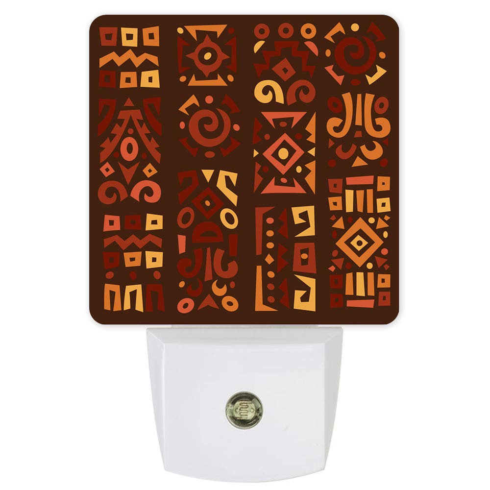 Plug-in LED Night Light with Africa Tribal Abstract Totem Print - Auto Dusk-to-Dawn Sensor for Bedroom, Bathroom, Kitchen, Nursery, Hallway & Stairs - Energy Efficient Wall Decor for Home Safety & Convenience - Perfect for Nighttime Navigation and Creating Ambient Lighting