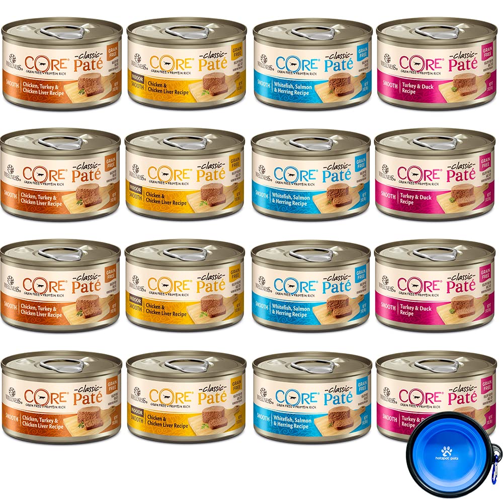 Premium Grain-Free Canned Cat Wet Food Pate - 12 Pack Variety Bundle (Chicken, Duck & Turkey, Salmon, Chicken & Turkey) - Natural Wellness Recipe for Cats - Includes Free Pet Food Bowl (3 Oz) - Perfect for Indoor Cats, Senior Cats & Picky Eaters