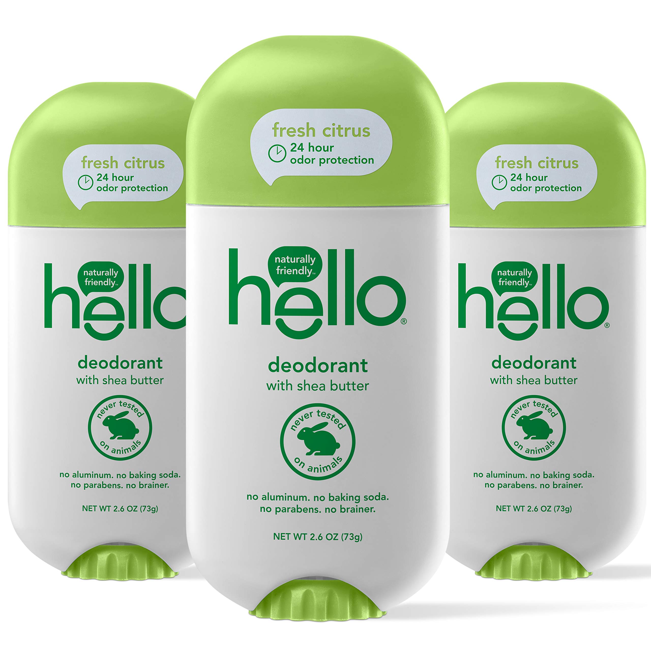 Natural Shea Butter Fresh Citrus Deodorant for Women & Men - Aluminum Free, Baking Soda Free, Parabens Free - 24 Hour Odor Protection - 2.6 Oz (3-Pack) - Perfect for Gym, Travel & Daily Freshness
