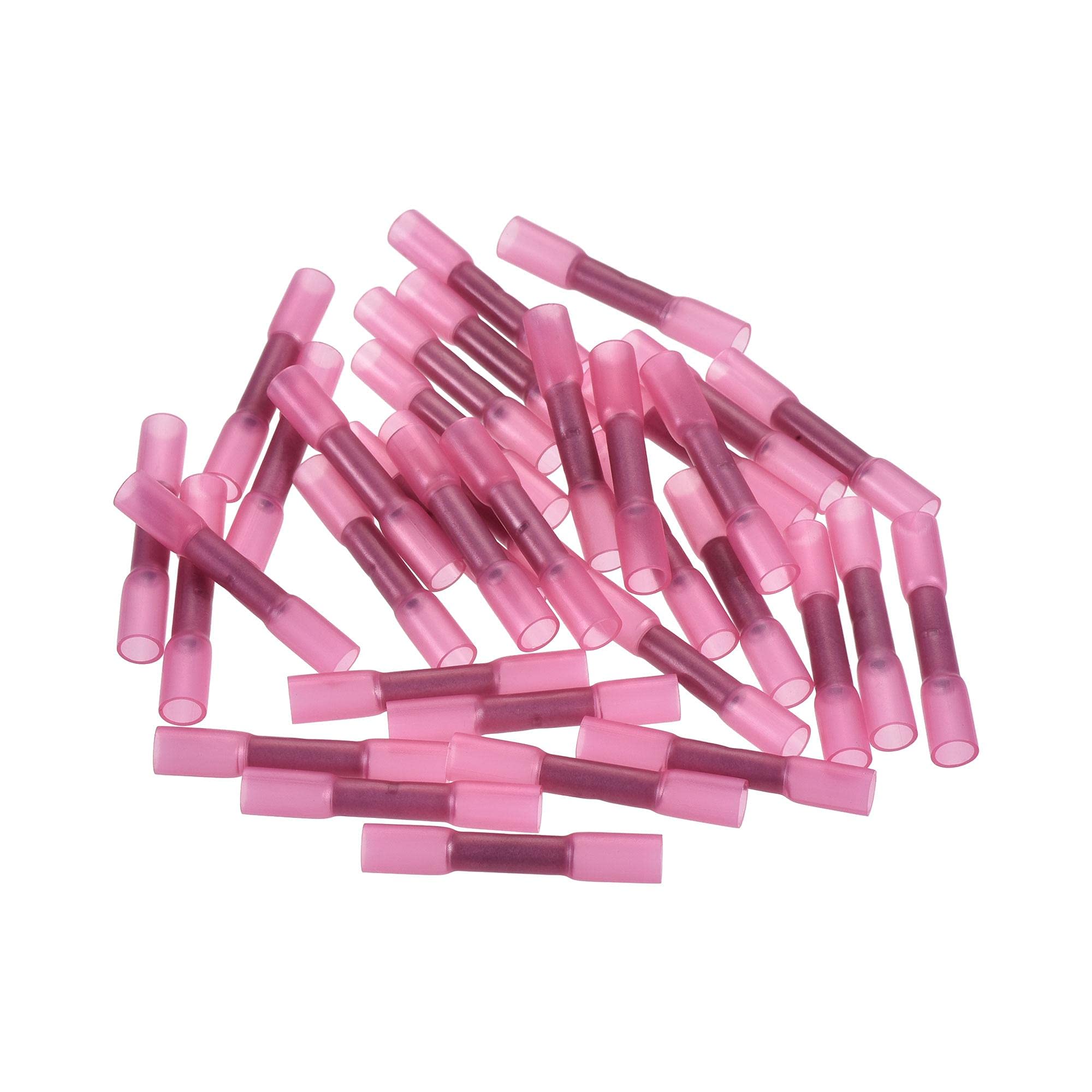 uxcell 35Pcs Red Heat Shrink Wire Connectors for 22-16 AWG - Waterproof Crimp Terminals for Automotive, Marine & Electrical Wiring Projects