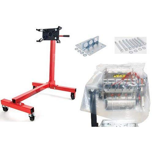 JEGS 1000 LBS Capacity Engine Stand Kit with Bolt Kit, Lift Plate & Storage Bag - Heavy Duty Engine Repair Stand for Car, Truck & Motorcycle Engine Maintenance & Storage
